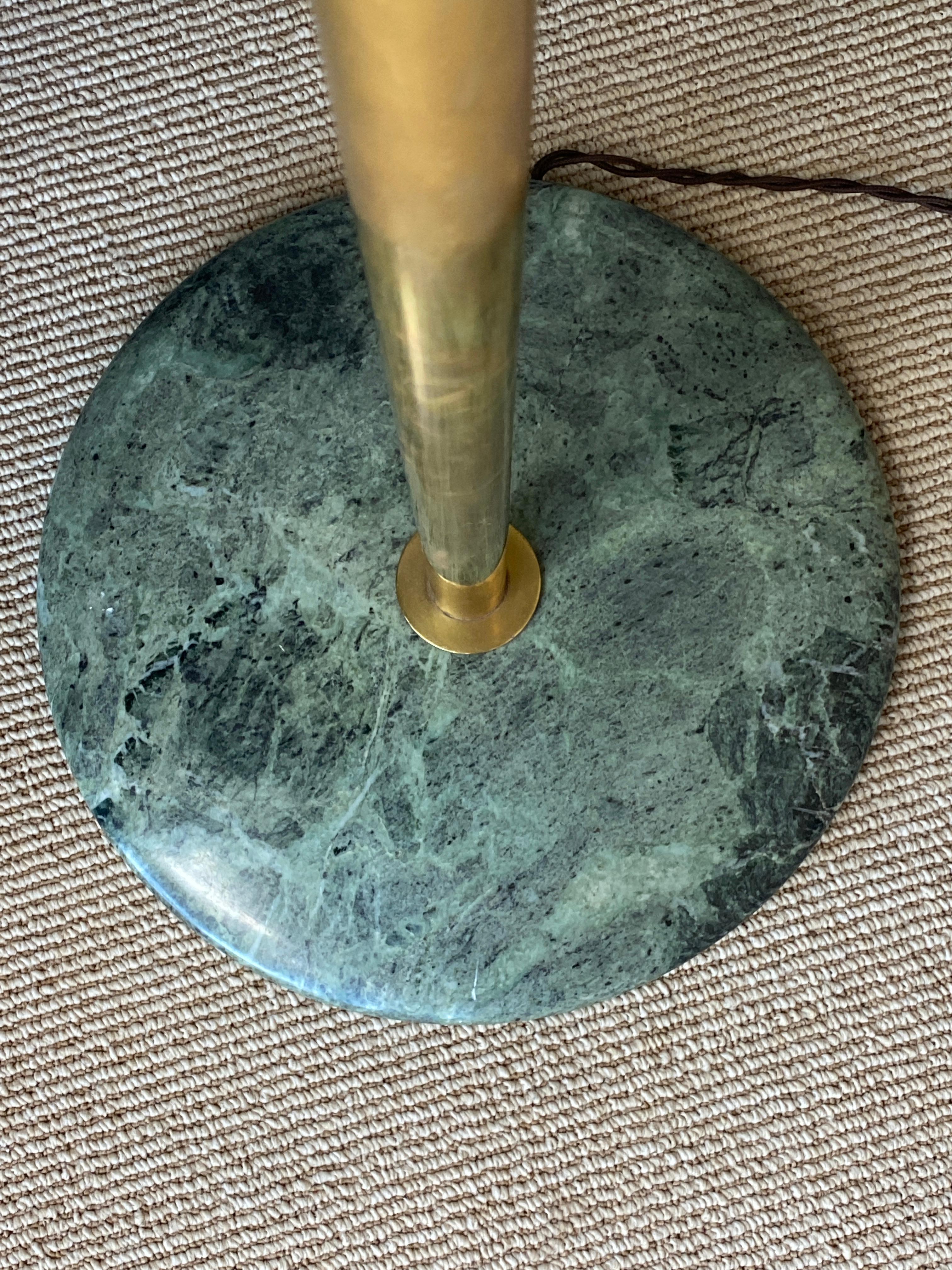 Italian Modernist Designer, Adjustable Floor Lamp, Brass, Marble, Fabric, 1970s 1