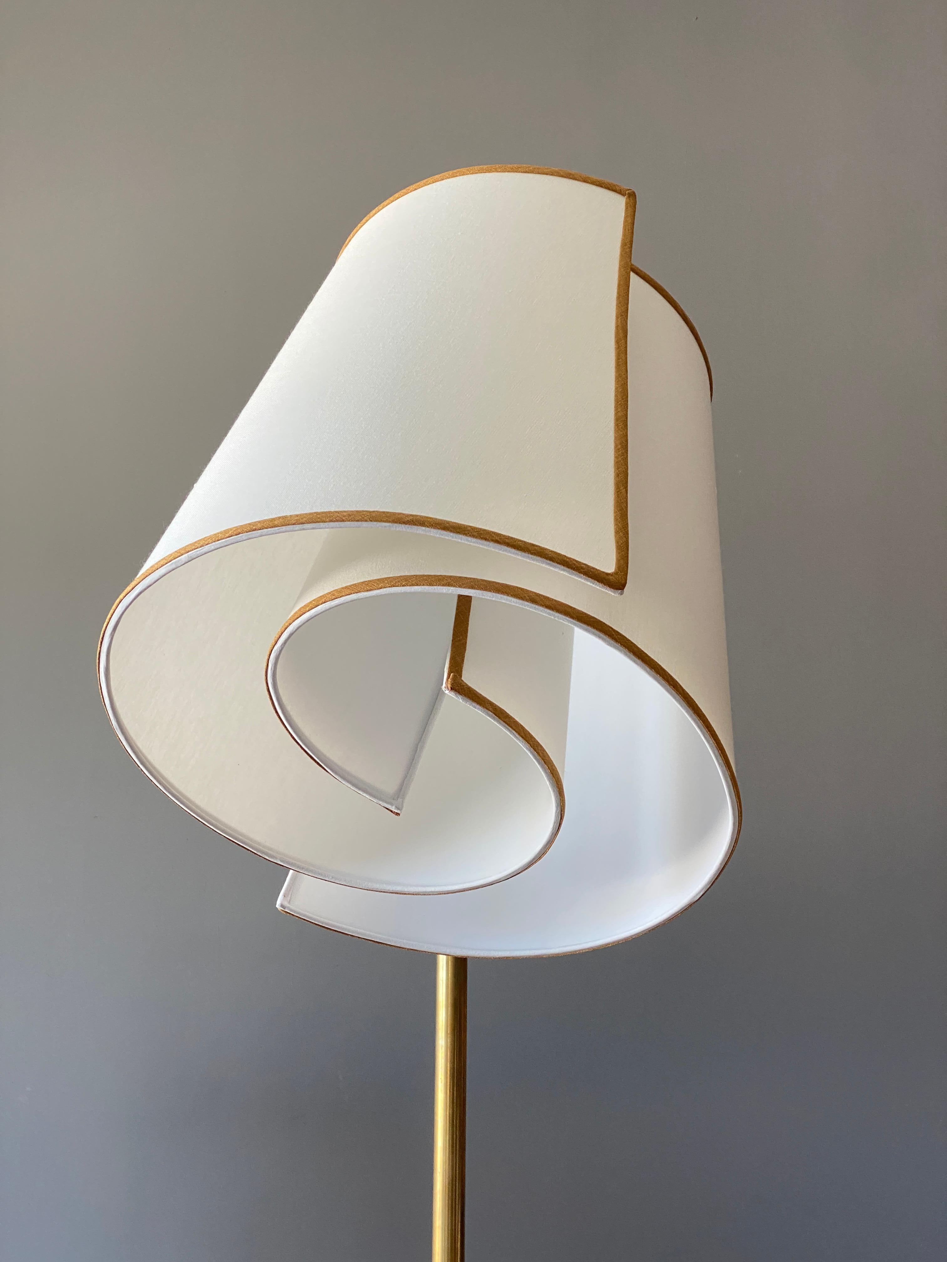 Italian Modernist Designer, Adjustable Floor Lamp, Brass, Marble, Fabric, 1970s 2