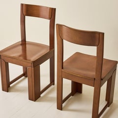 Sedie da pranzo in stile modernista italiano, set da sei, legno di noce, design degli anni ’70