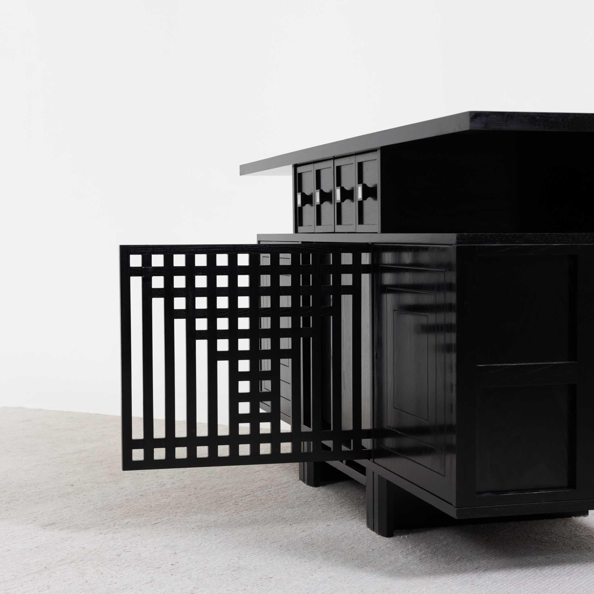 Late 20th Century Italian Modernist Ebonized Cabinet, Charles Rennie Mackintosh for Cassina For Sale