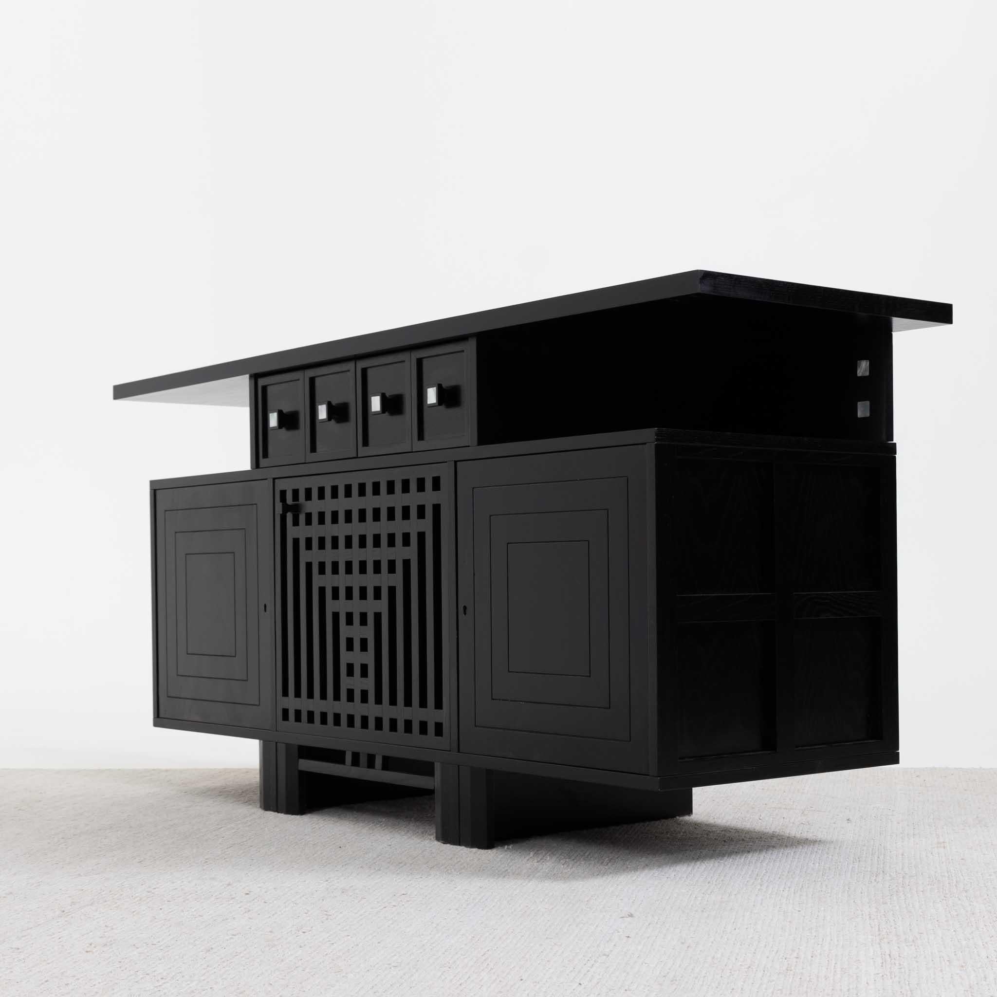 Italian Modernist Ebonized Cabinet, Charles Rennie Mackintosh for Cassina For Sale 3