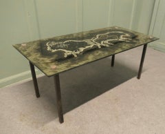 Italian Modernist Eglomisé Glass Top Coffee Table.