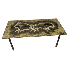 Italian Modernist Eglomisé Glass Top Coffee Table.