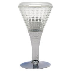 Italian Modernist Floor Lamp, Chrome and Glass, Circa 1970