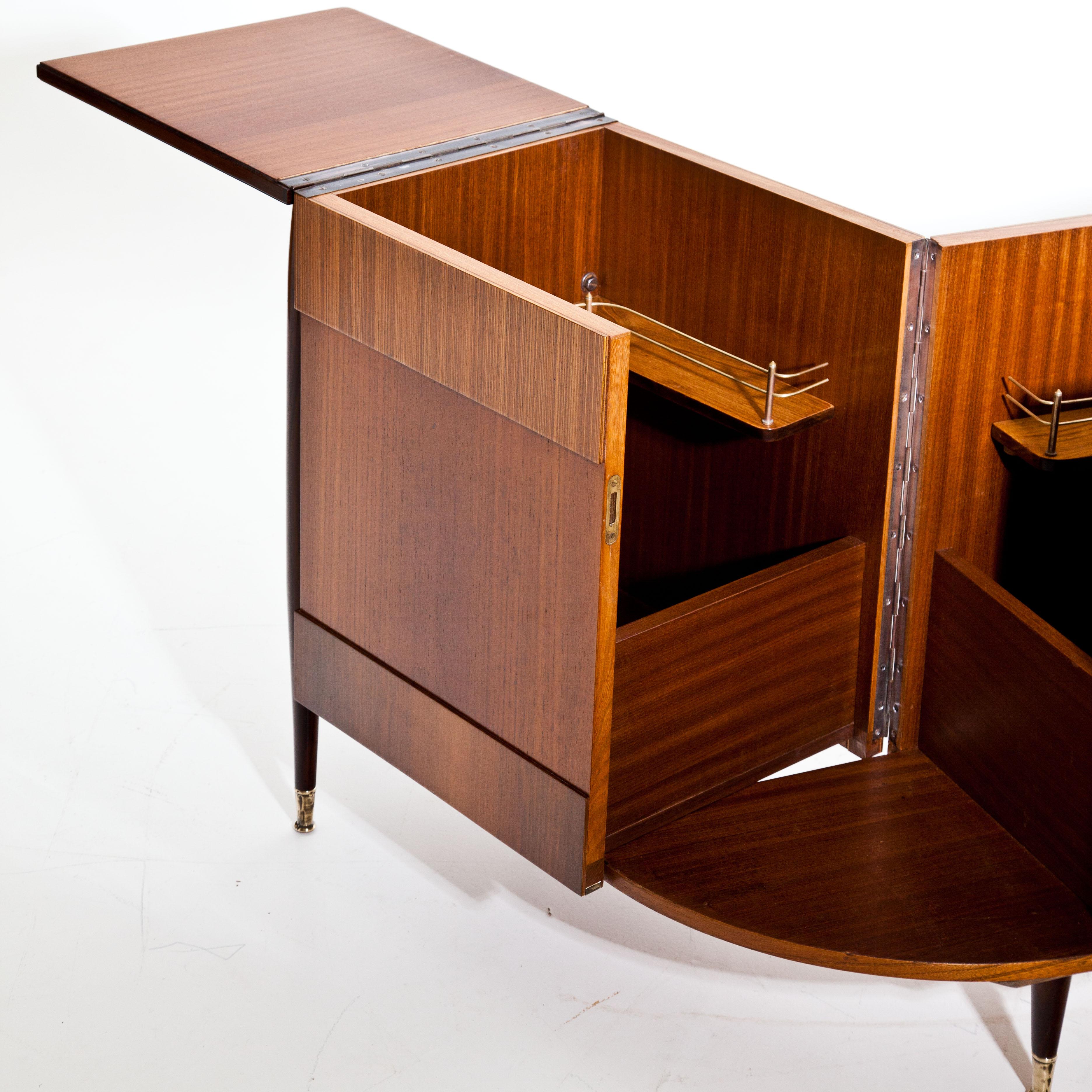 Italian Mid-Century Folding Bar Cabinet, Italy circa 1950s For Sale