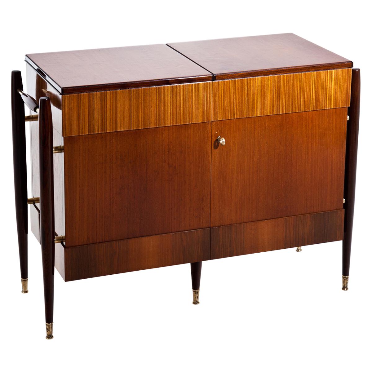 Cabinet de bar pliant du milieu du siècle, Italie vers 1950 en vente