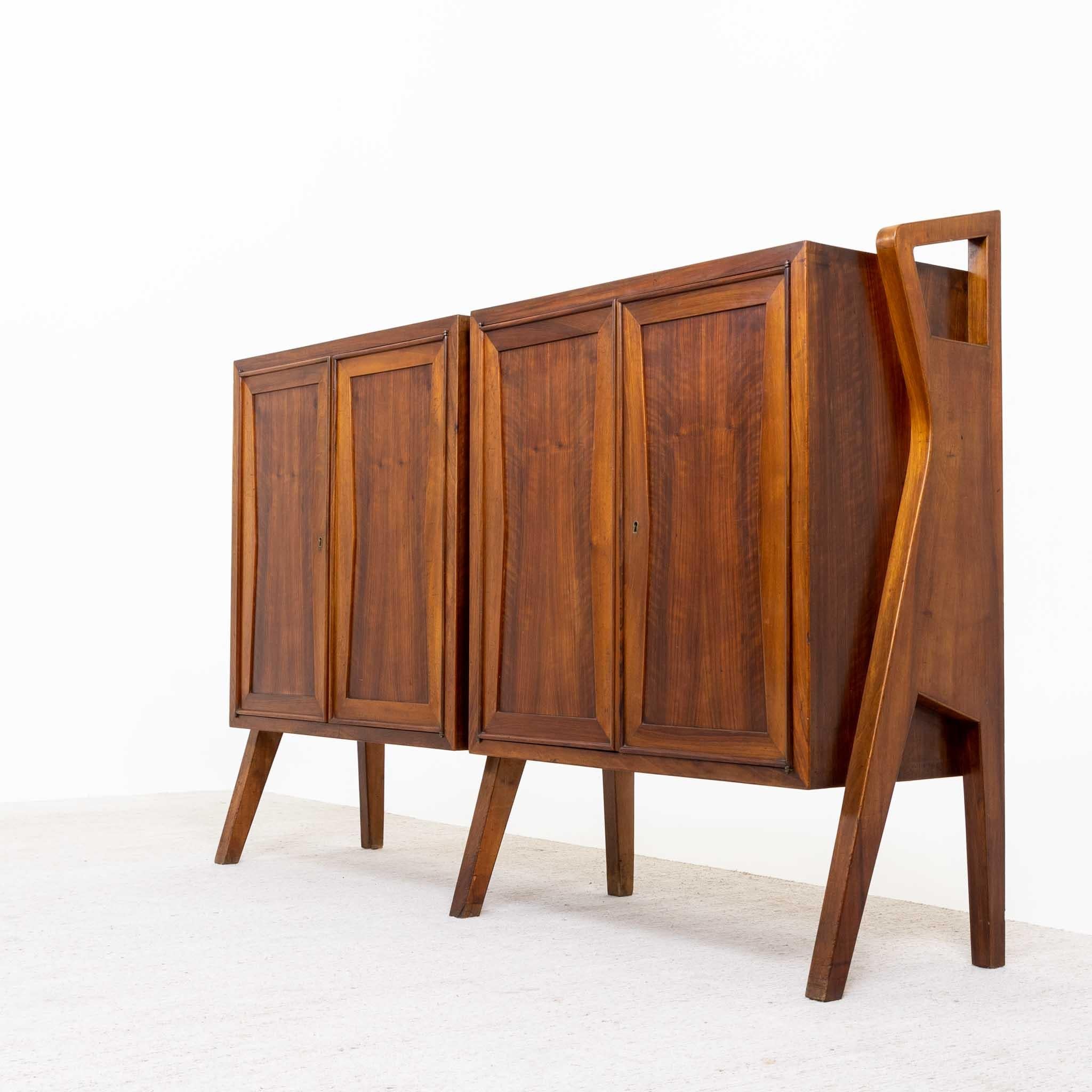 Mid-Century Walnut Cabinet, Italy 1950s In Good Condition For Sale In New York, NY