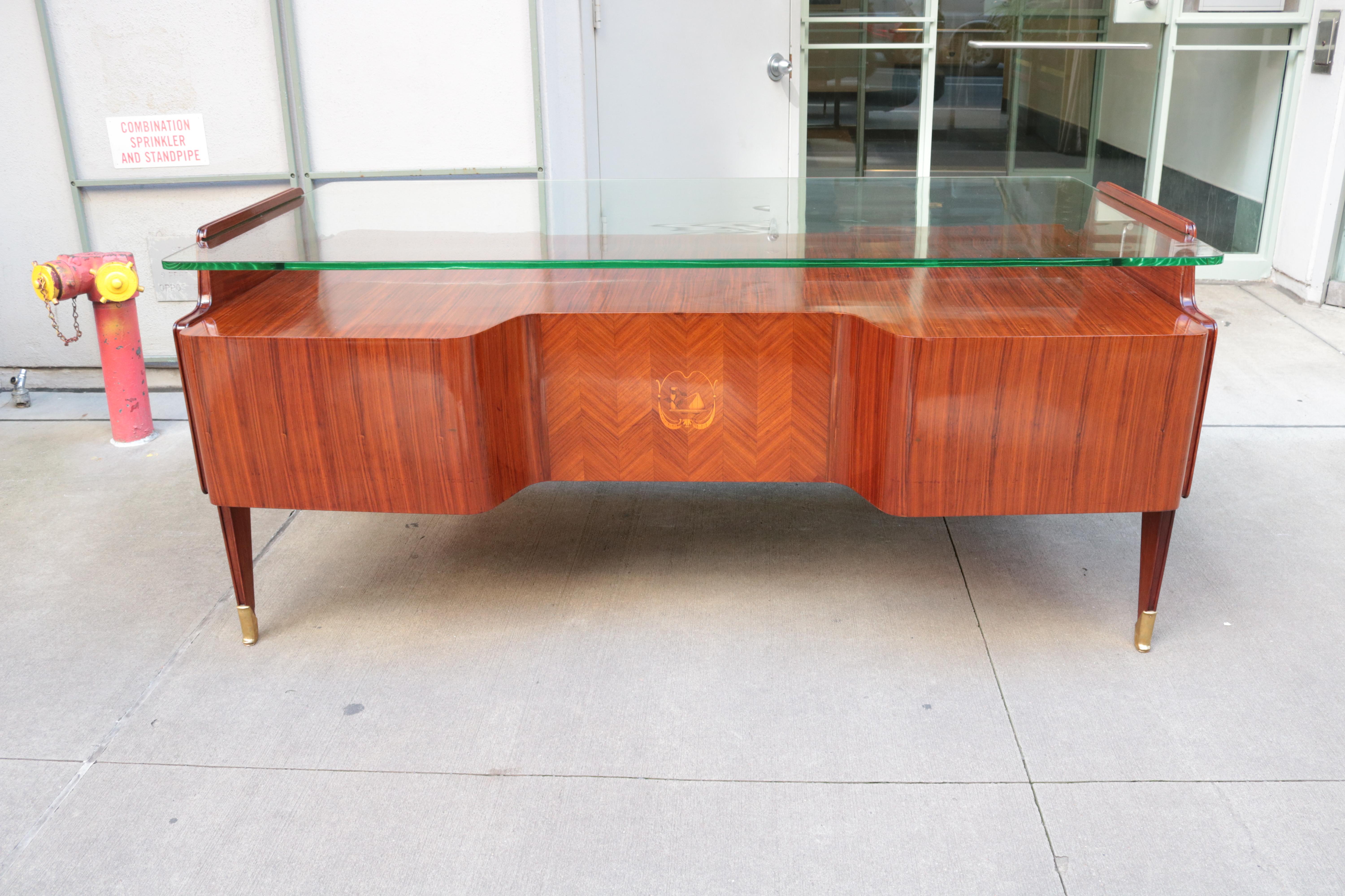 Italian Modernist Glass Top Desk For Sale 4