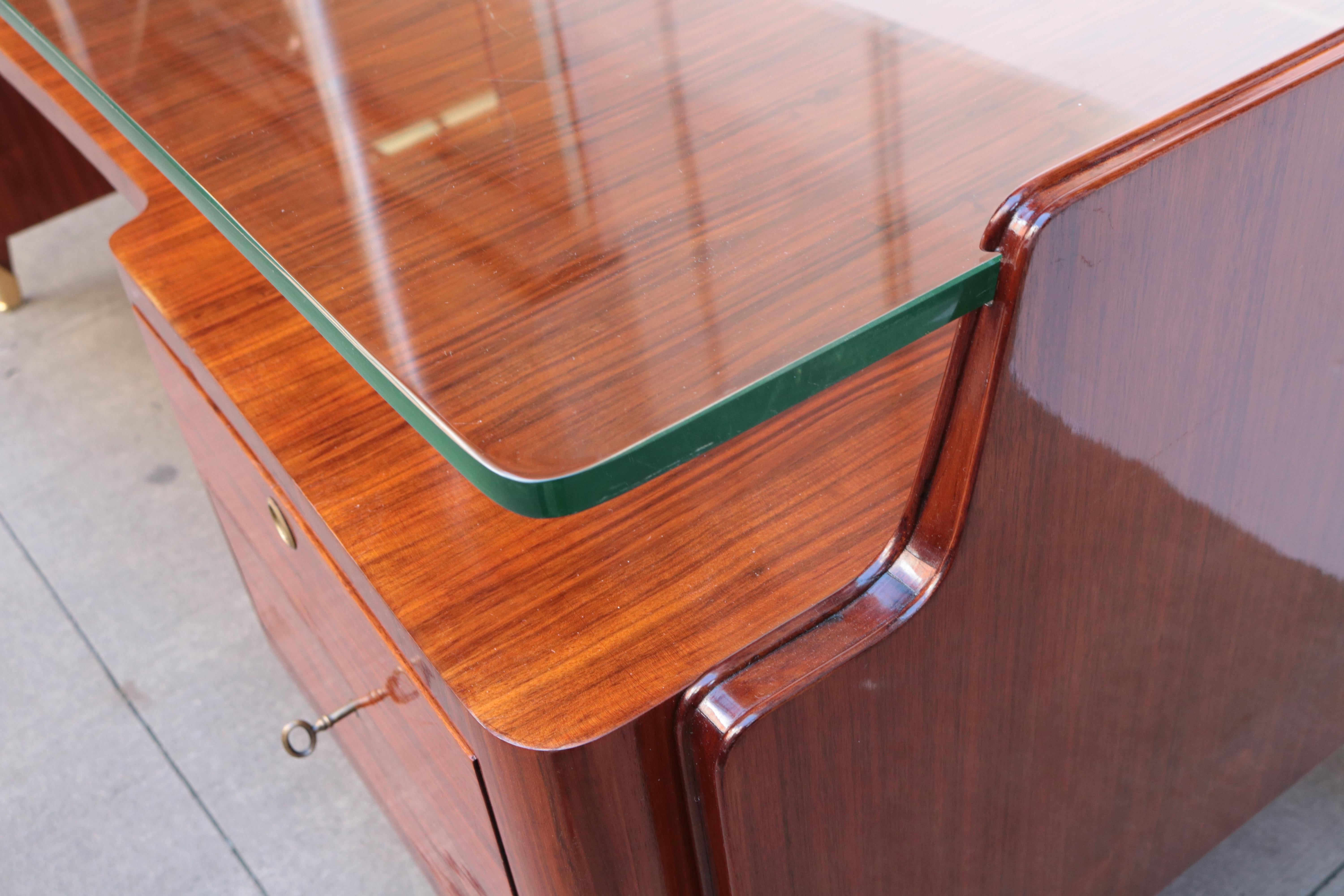 Mid-Century Modern Italian Modernist Glass Top Desk For Sale
