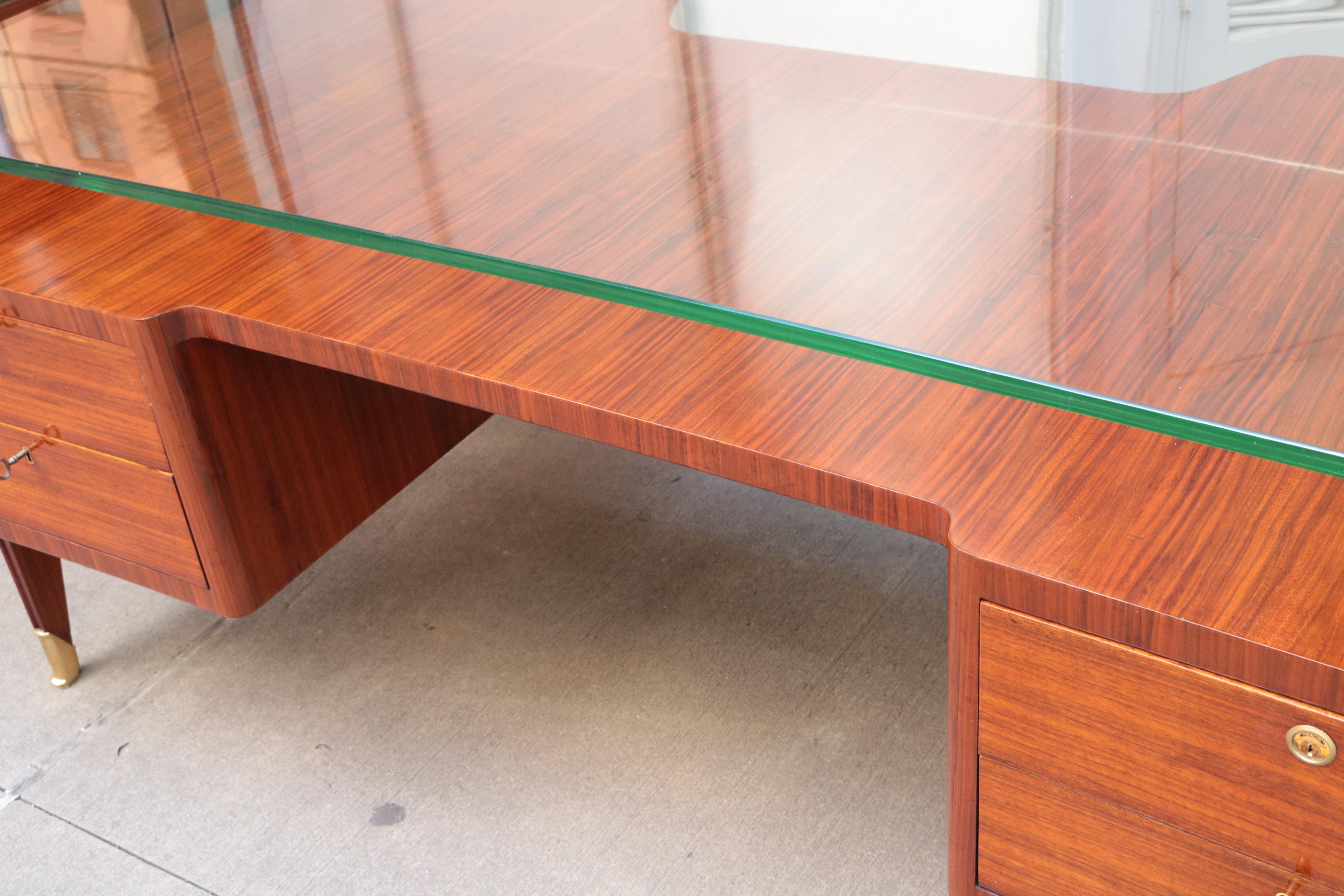 Italian Modernist Glass Top Desk For Sale 1