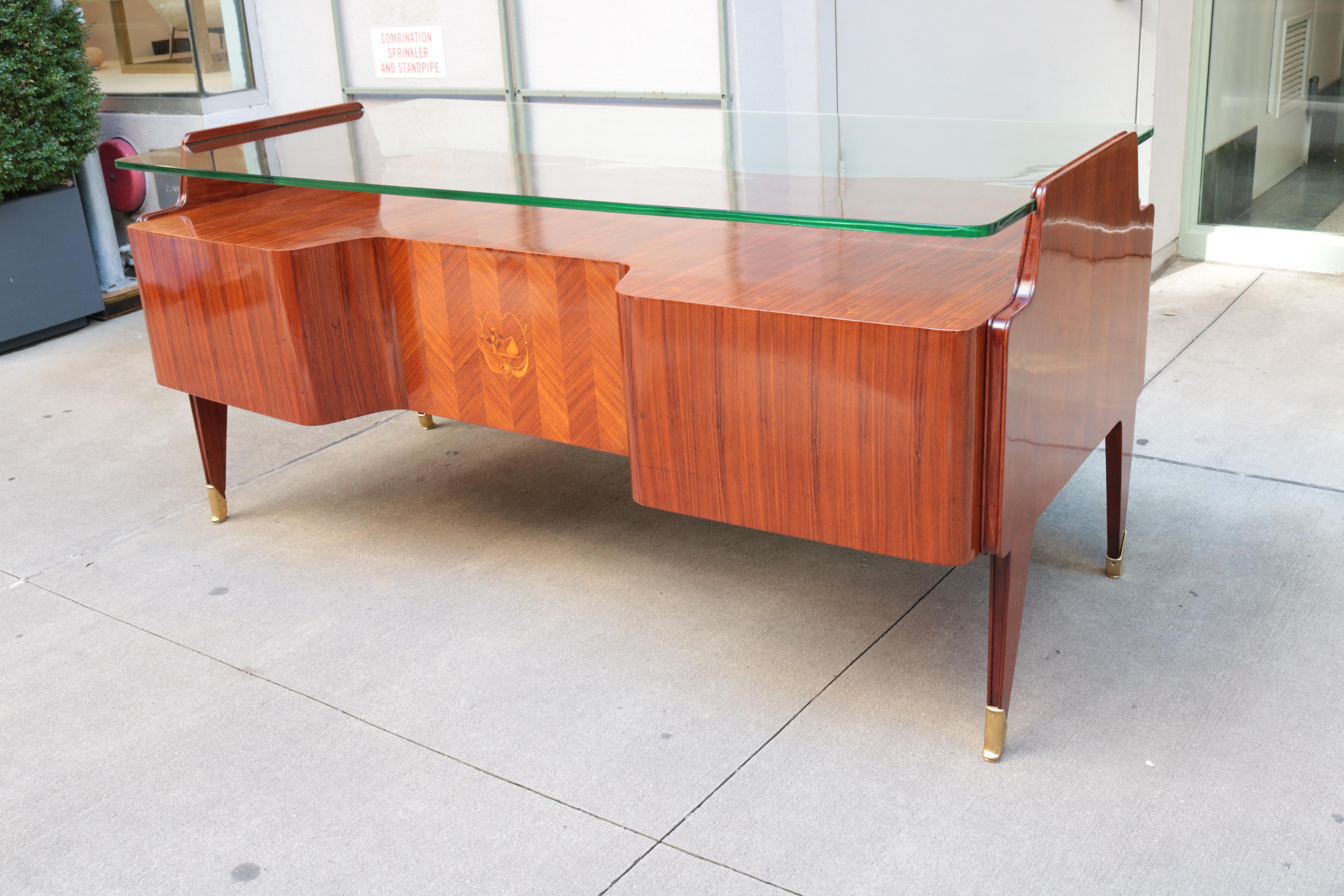 Italian Modernist Glass Top Desk For Sale 3