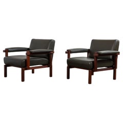 Italian Modernist 'Grazia' Walnut Lounge Chairs by Raffaella Crespi