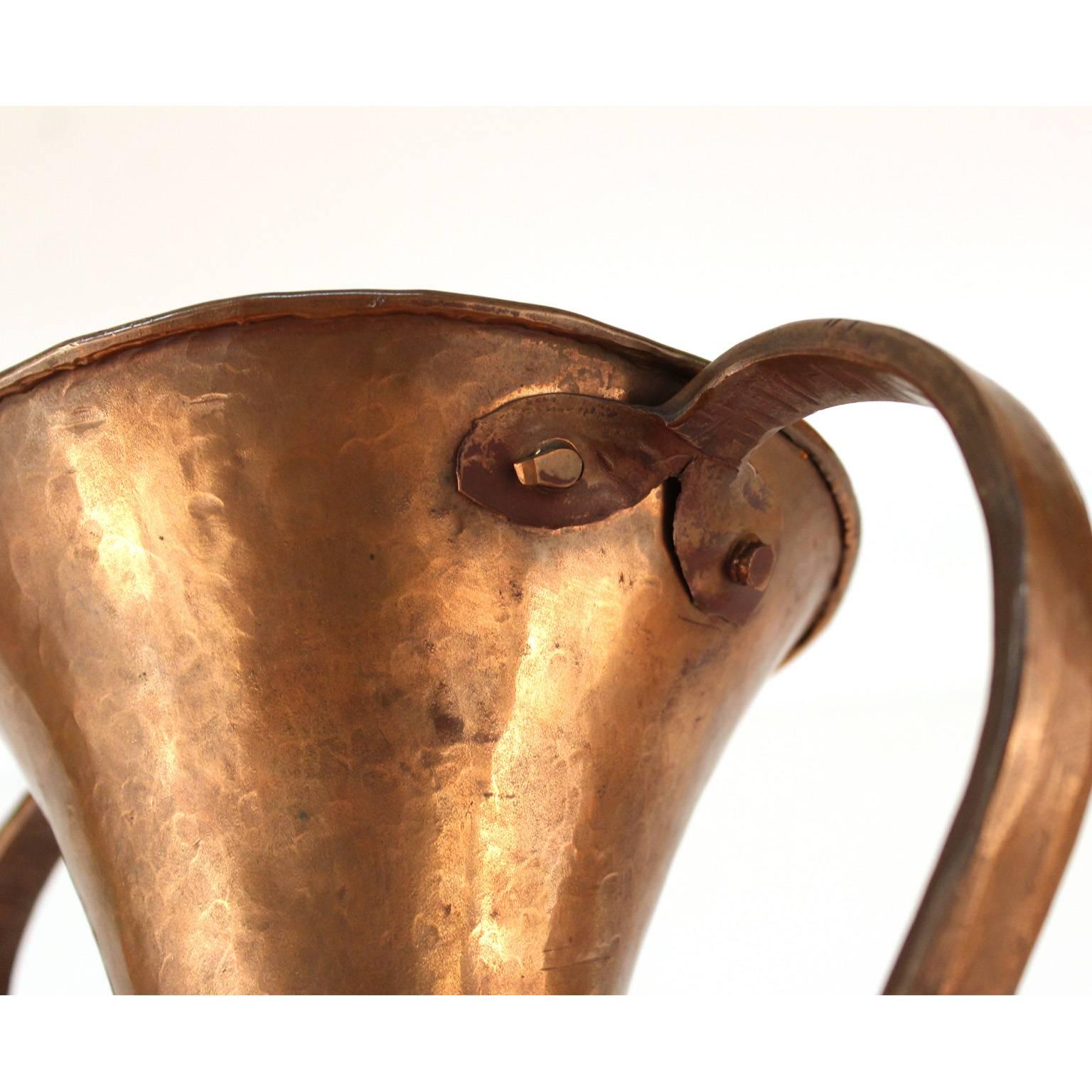 Italian Modernist Hammered Copper Vase 1