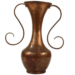 Italian Modernist Hammered Copper Vase