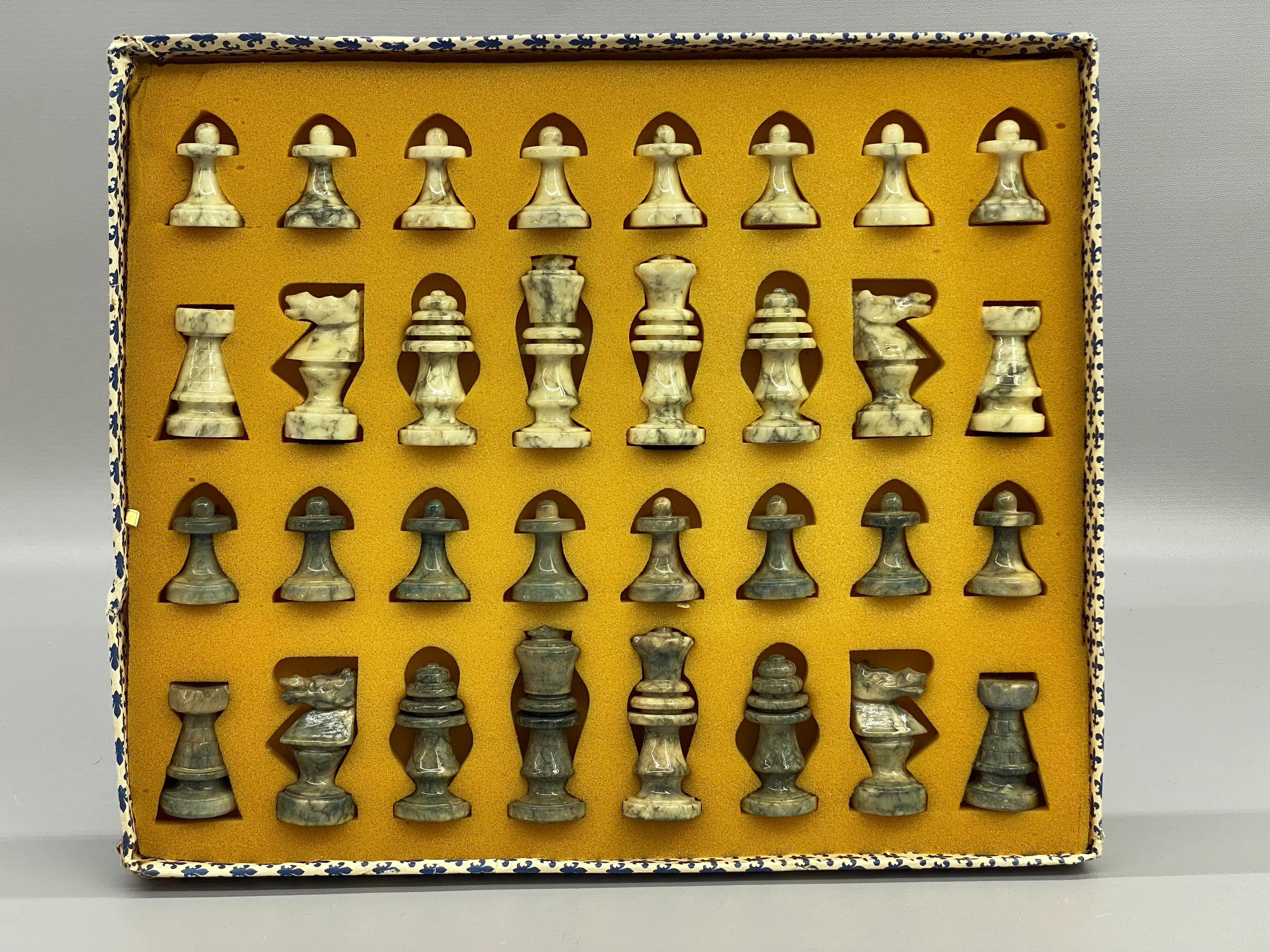 Italian Modernist Hand Carved Marble Chessmen For Sale 6