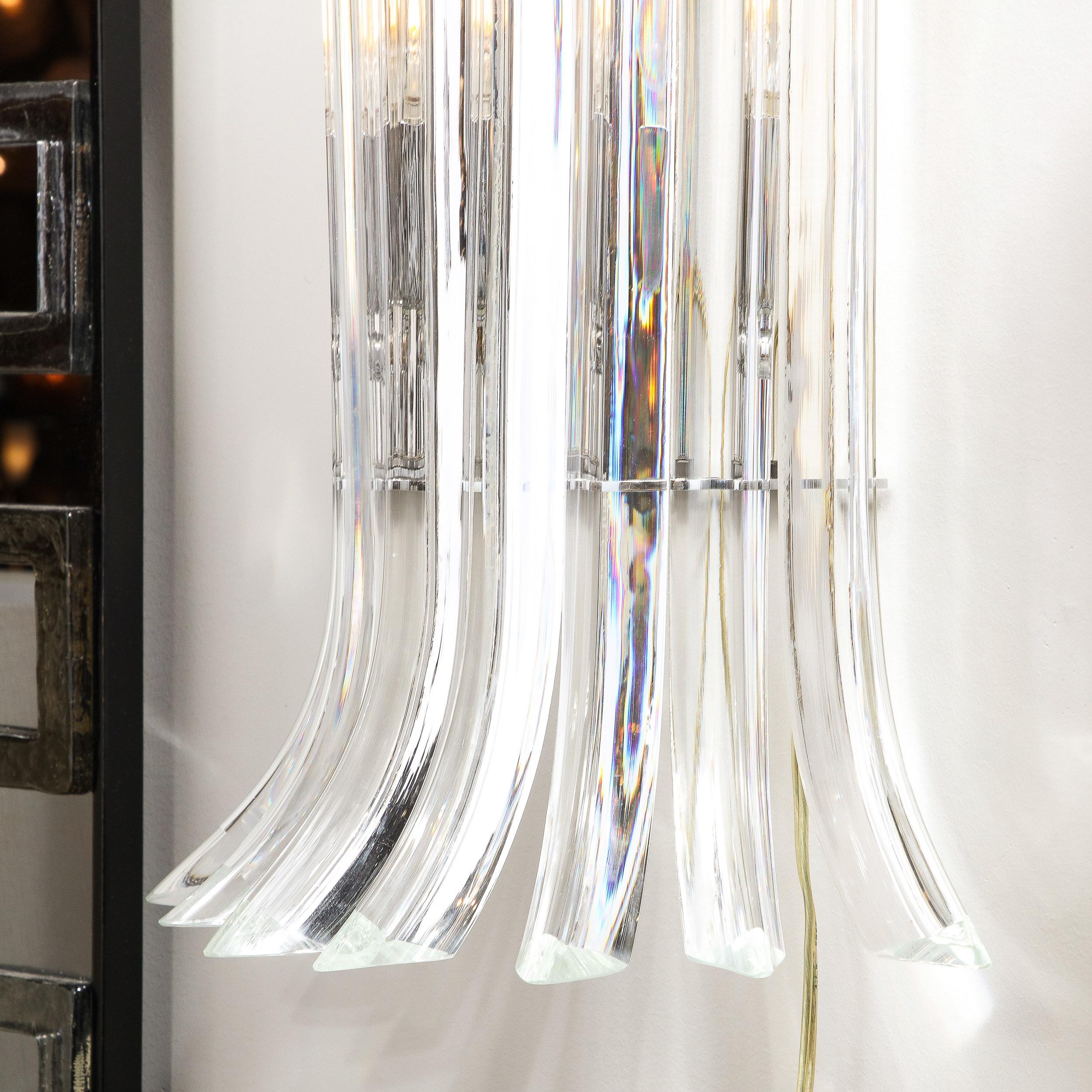 Italian Modernist Handblown Murano Translucent Glass Camer Sconces 9