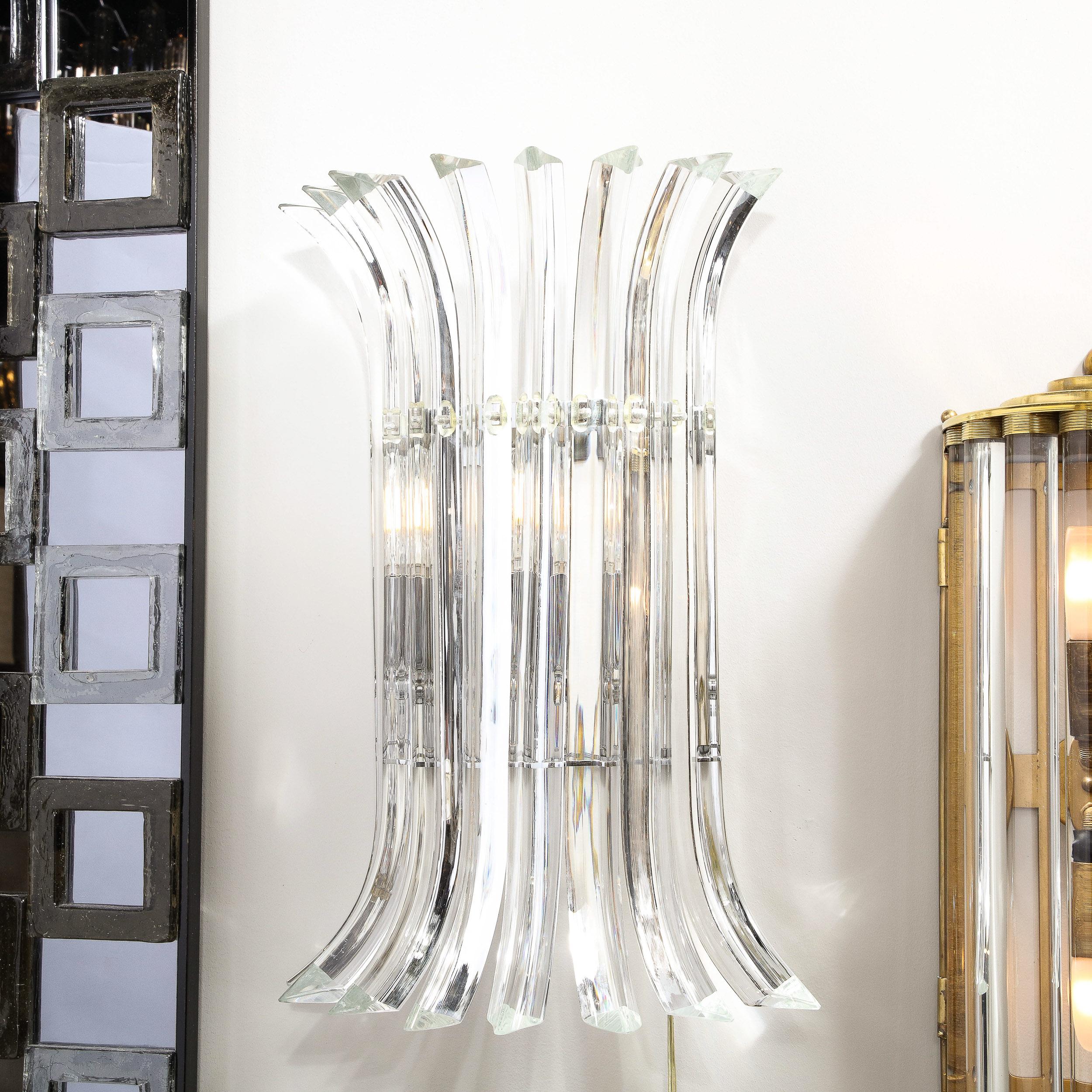 Contemporary Italian Modernist Handblown Murano Translucent Glass Camer Sconces