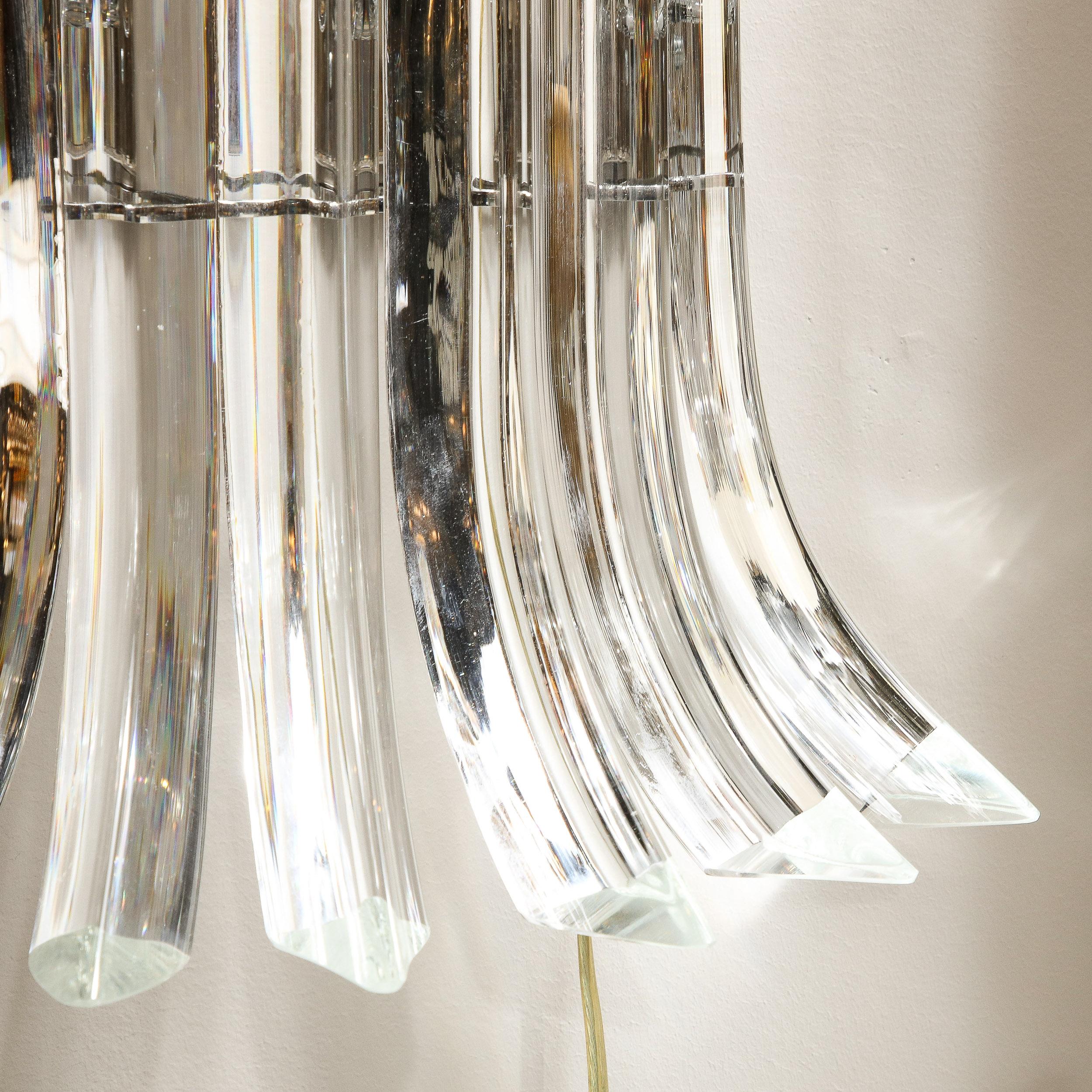 Italian Modernist Handblown Murano Translucent Glass Camer Sconces 5