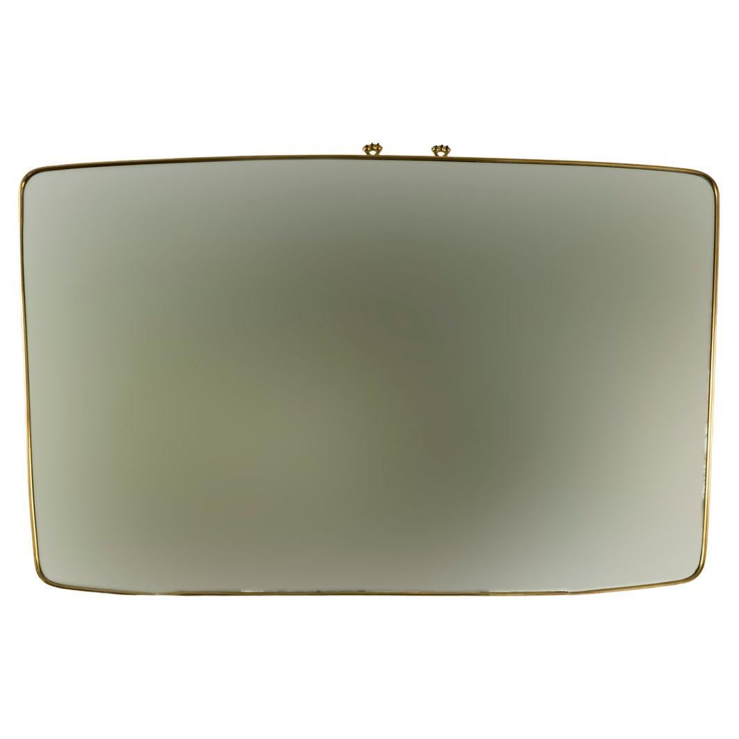 An all orginal period Italian Design mirror in a modified tapered rectangular shape with a very slightly bowed top and bottom- a unique form!
Origin: Italy
Dating: 1950ca
Condition:Very Good, brass is handpolished, looking glass is orginal and shows