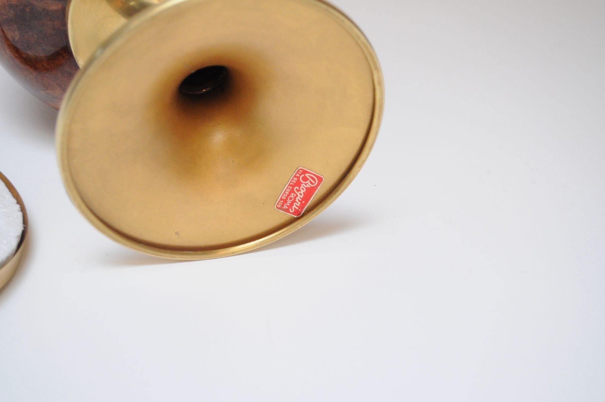 Cubitera modernista italiana de latón y piel de cabra teñida de Aldo Tura en venta 4