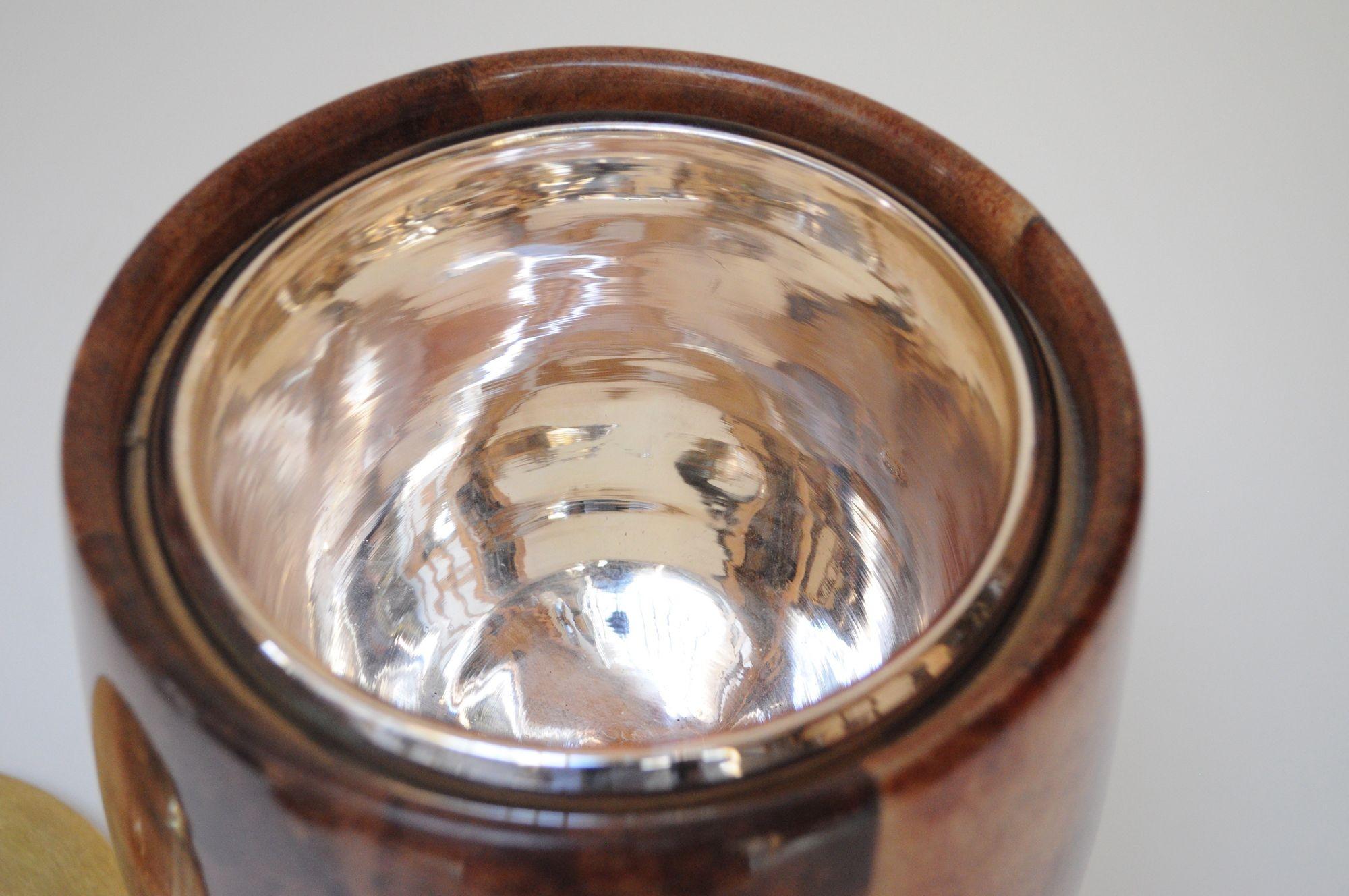 Cubitera modernista italiana de latón y piel de cabra teñida de Aldo Tura en venta 8