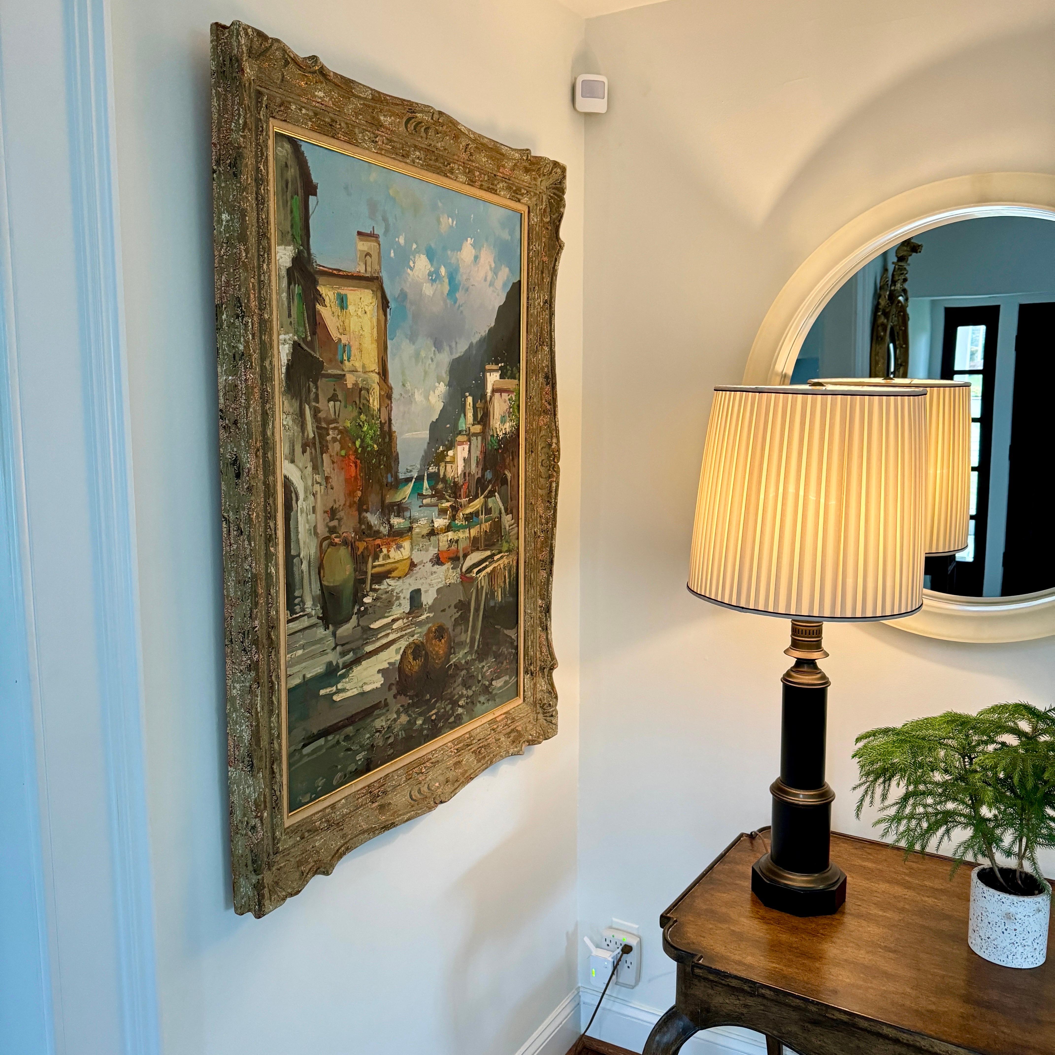 Peinture à l'huile impressionniste moderniste italienne Paysage marin Village  en vente 8