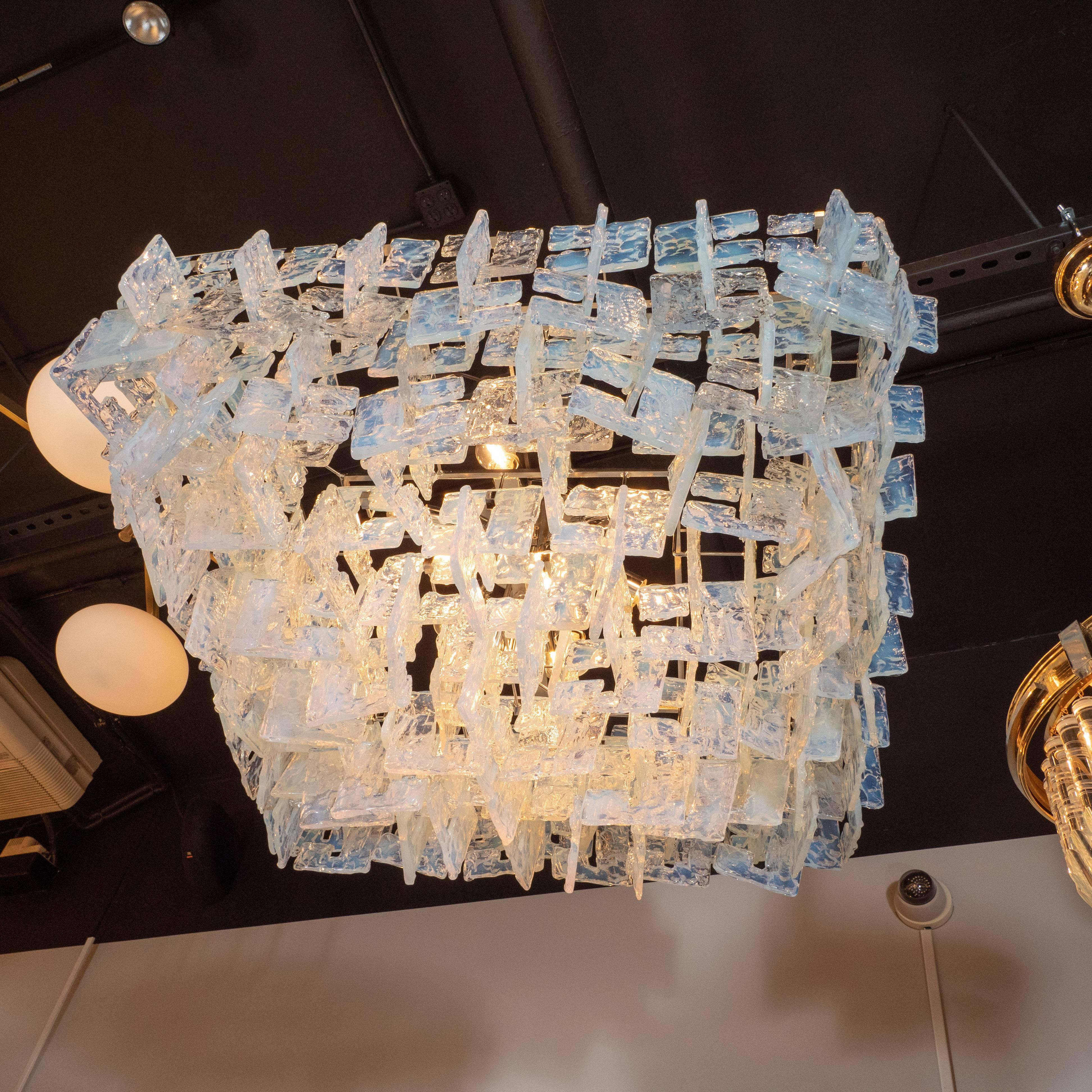 Italian Modernist Interlocking Chandelier in Handblown Iridescent Murano Glass 2
