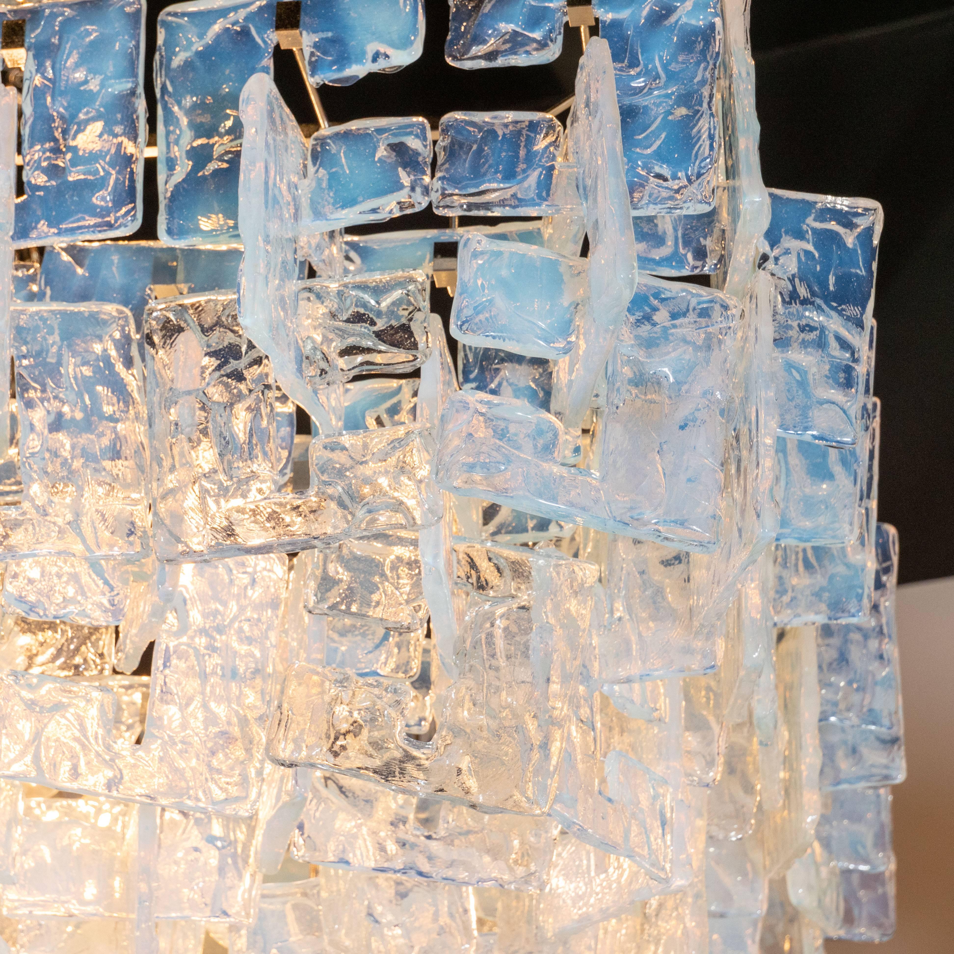 Italian Modernist Interlocking Chandelier in Handblown Iridescent Murano Glass 4