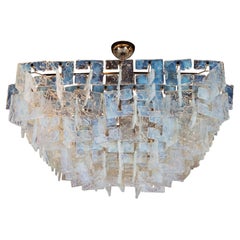 Italian Modernist Interlocking Chandelier in Handblown Iridescent Murano Glass