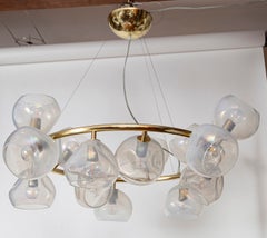 Italian Modernist Iridescent Clear Blown Glass Chandelier