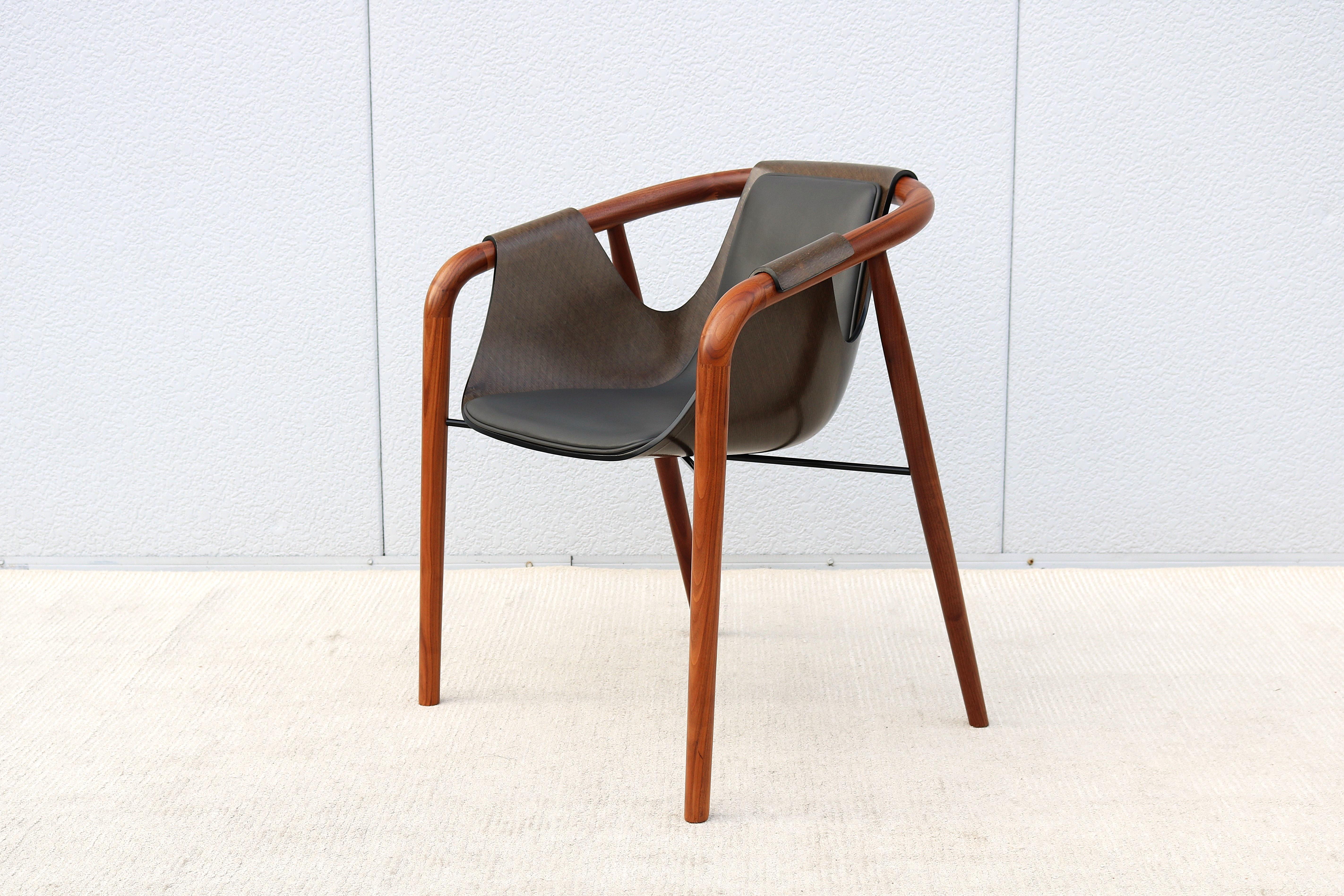 Italian Modernist Jean Philippe Nuel for Saintluc & Amura Hamac Leather Armchair For Sale 4