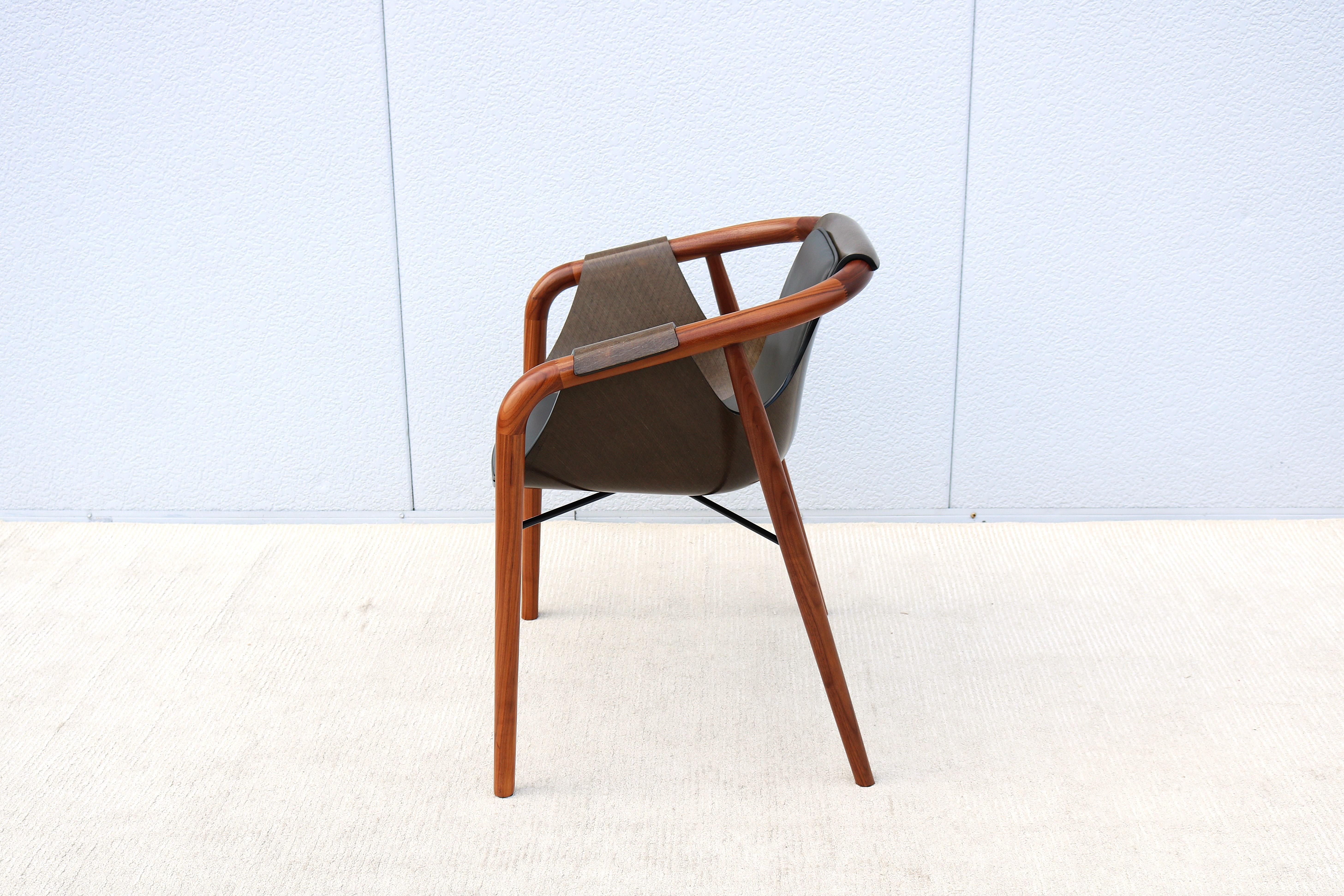 Italian Modernist Jean Philippe Nuel for Saintluc & Amura Hamac Leather Armchair For Sale 5