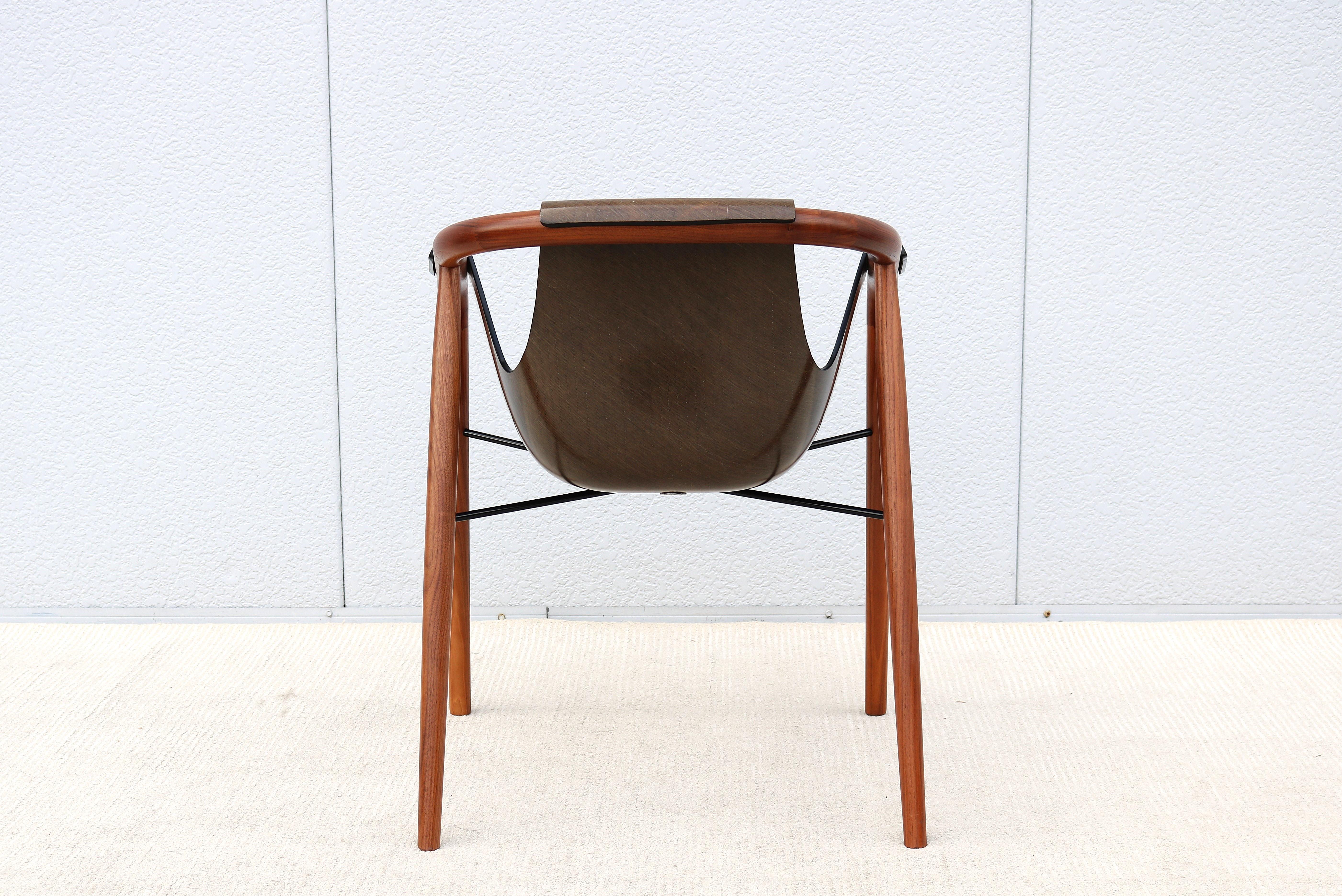 Italian Modernist Jean Philippe Nuel for Saintluc & Amura Hamac Leather Armchair For Sale 7