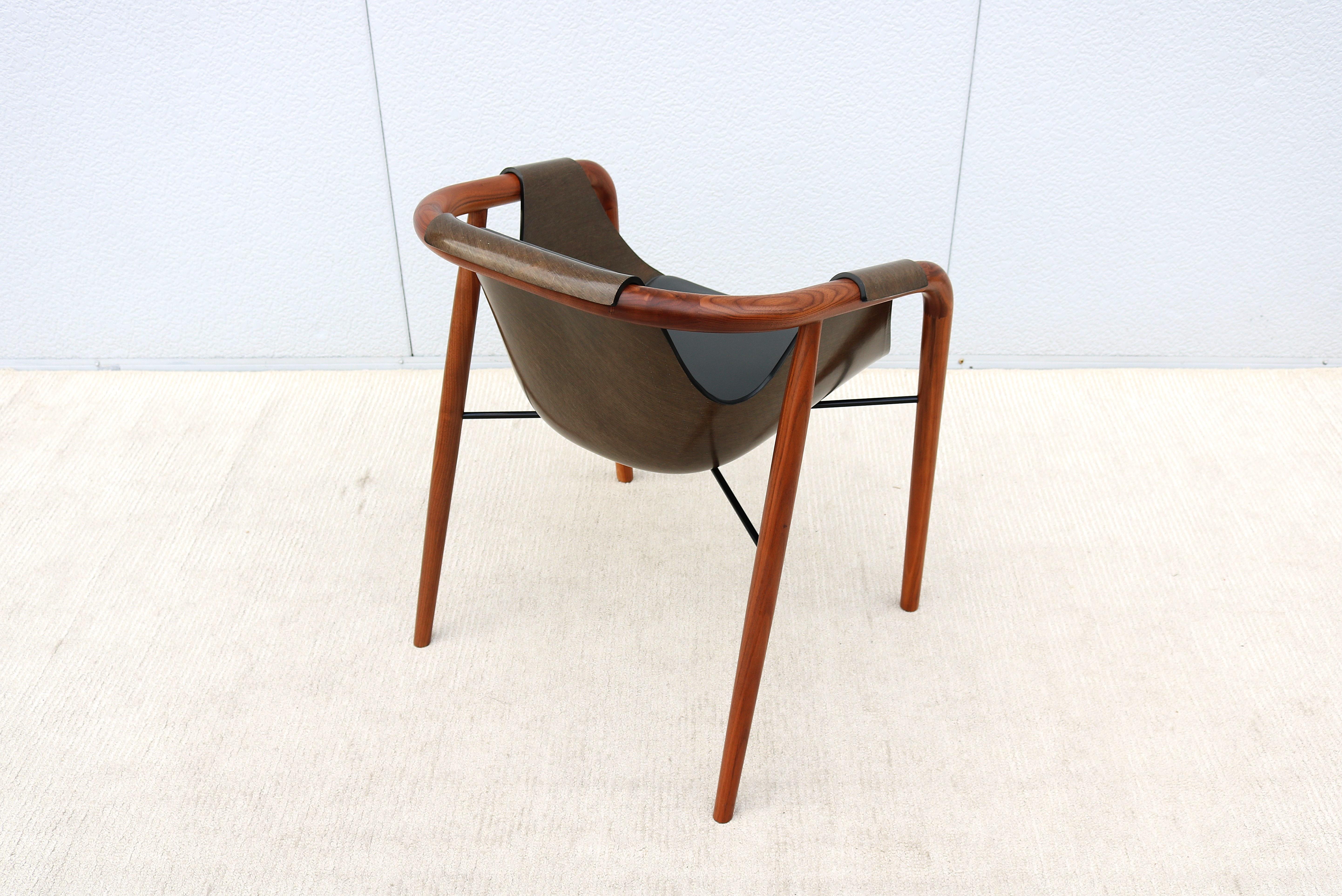 Italian Modernist Jean Philippe Nuel for Saintluc & Amura Hamac Leather Armchair For Sale 8