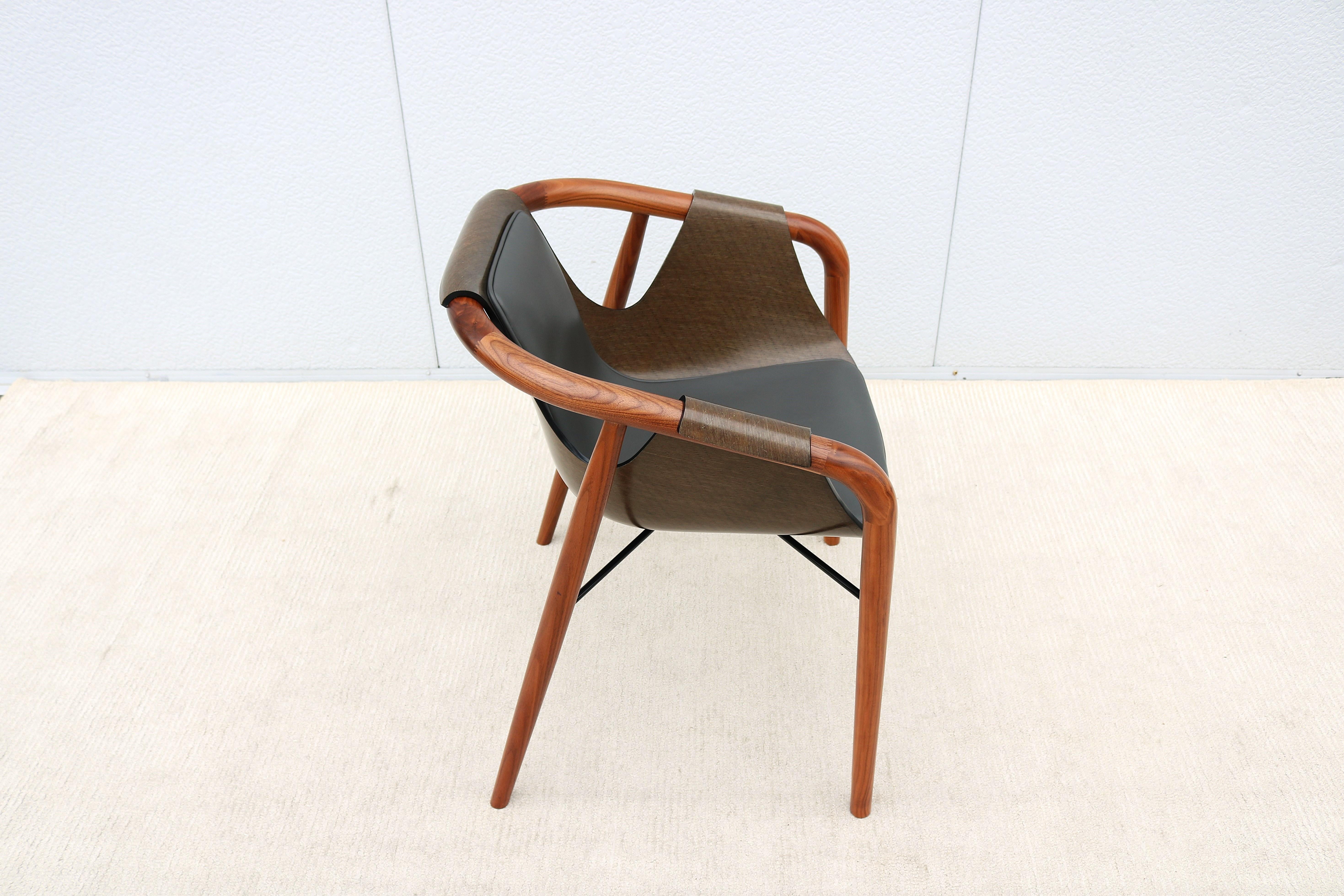 Italian Modernist Jean Philippe Nuel for Saintluc & Amura Hamac Leather Armchair For Sale 9
