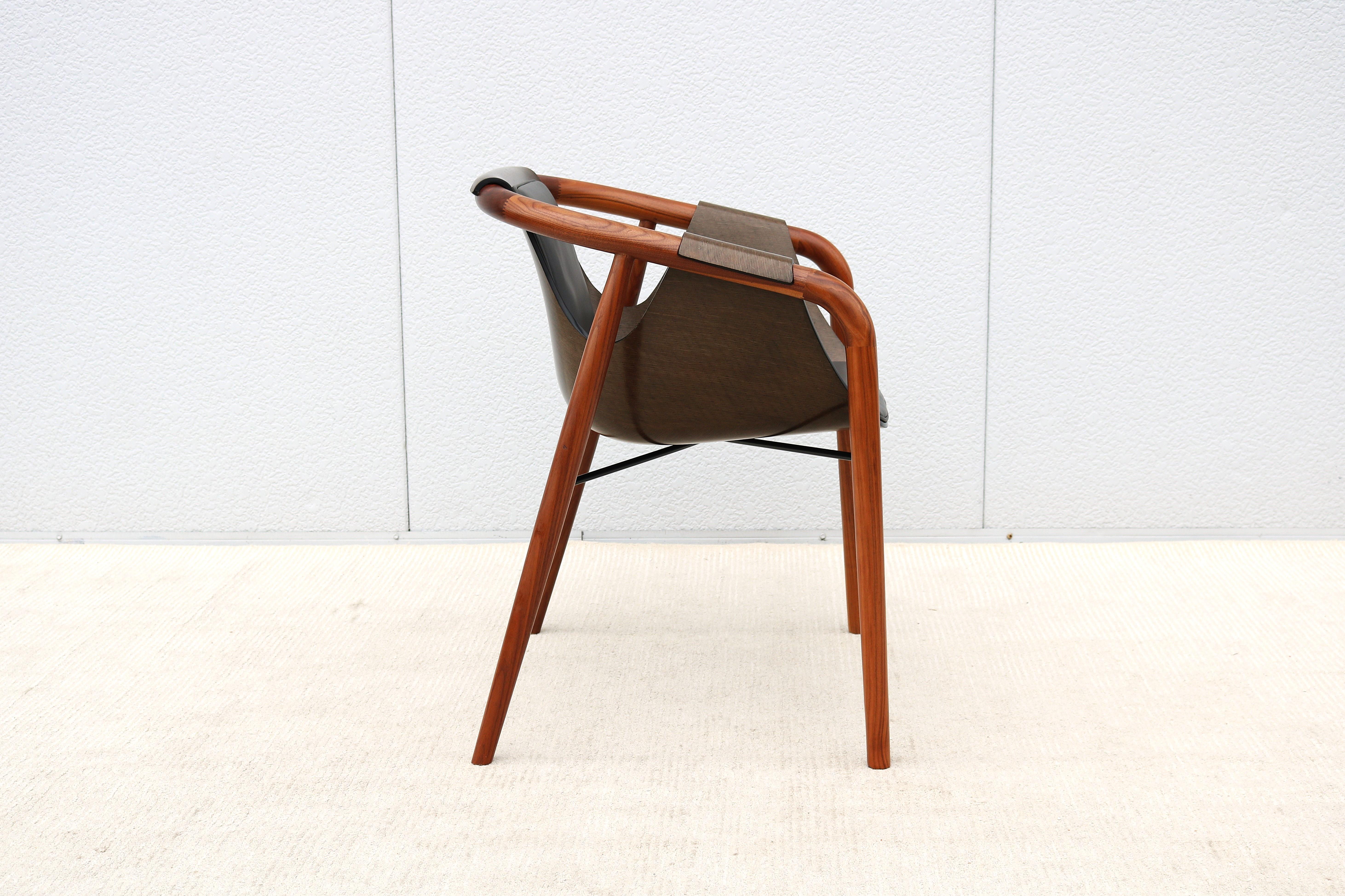 Italian Modernist Jean Philippe Nuel for Saintluc & Amura Hamac Leather Armchair For Sale 10