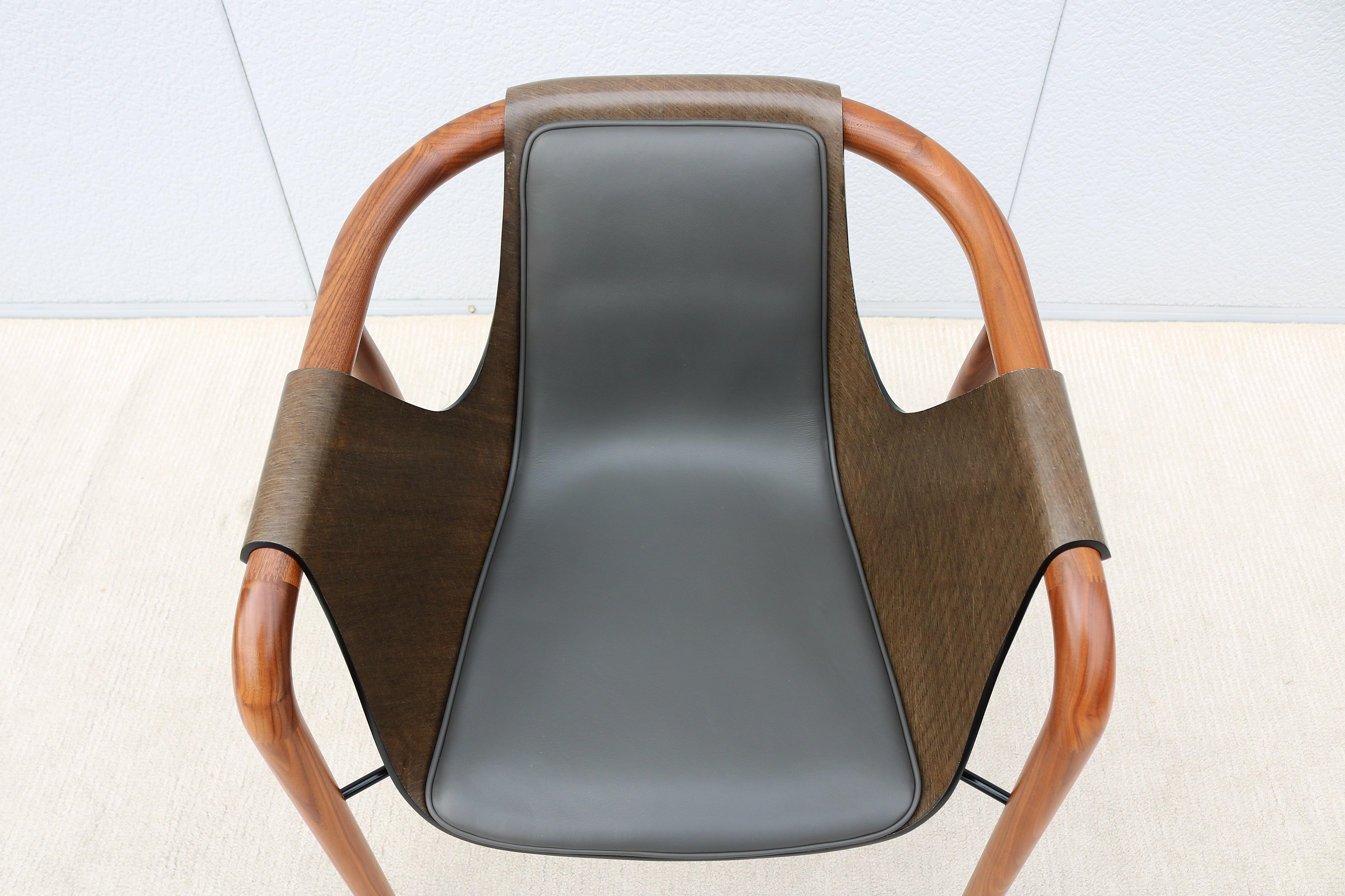 Italian Modernist Jean Philippe Nuel for Saintluc & Amura Hamac Leather Armchair For Sale 11