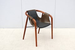 Italian Modernist Jean Philippe Nuel for Saintluc & Amura Hamac Leather Armchair