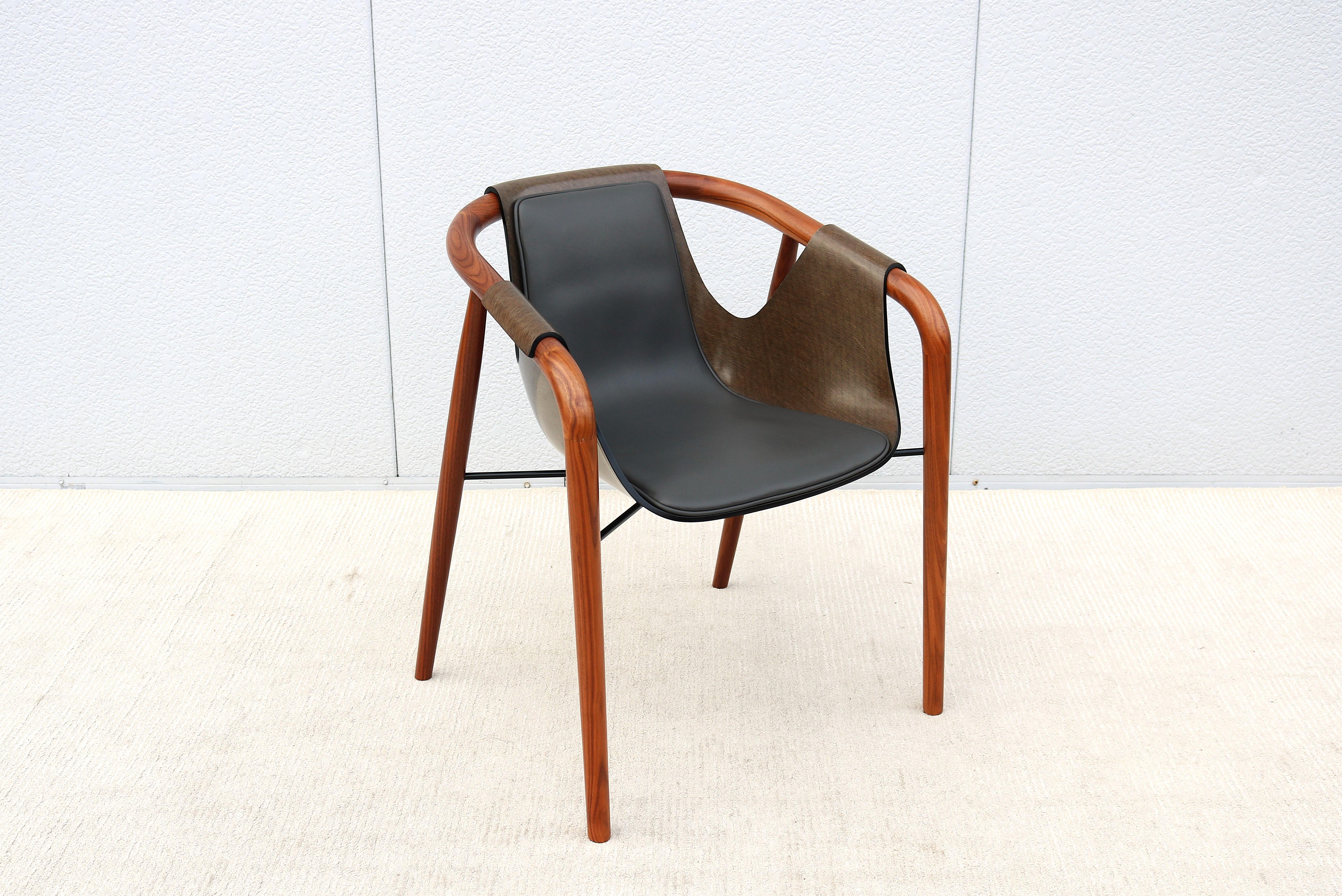 Italian Modernist Jean Philippe Nuel for Saintluc & Amura Hamac Leather Armchair In Excellent Condition For Sale In Secaucus, NJ