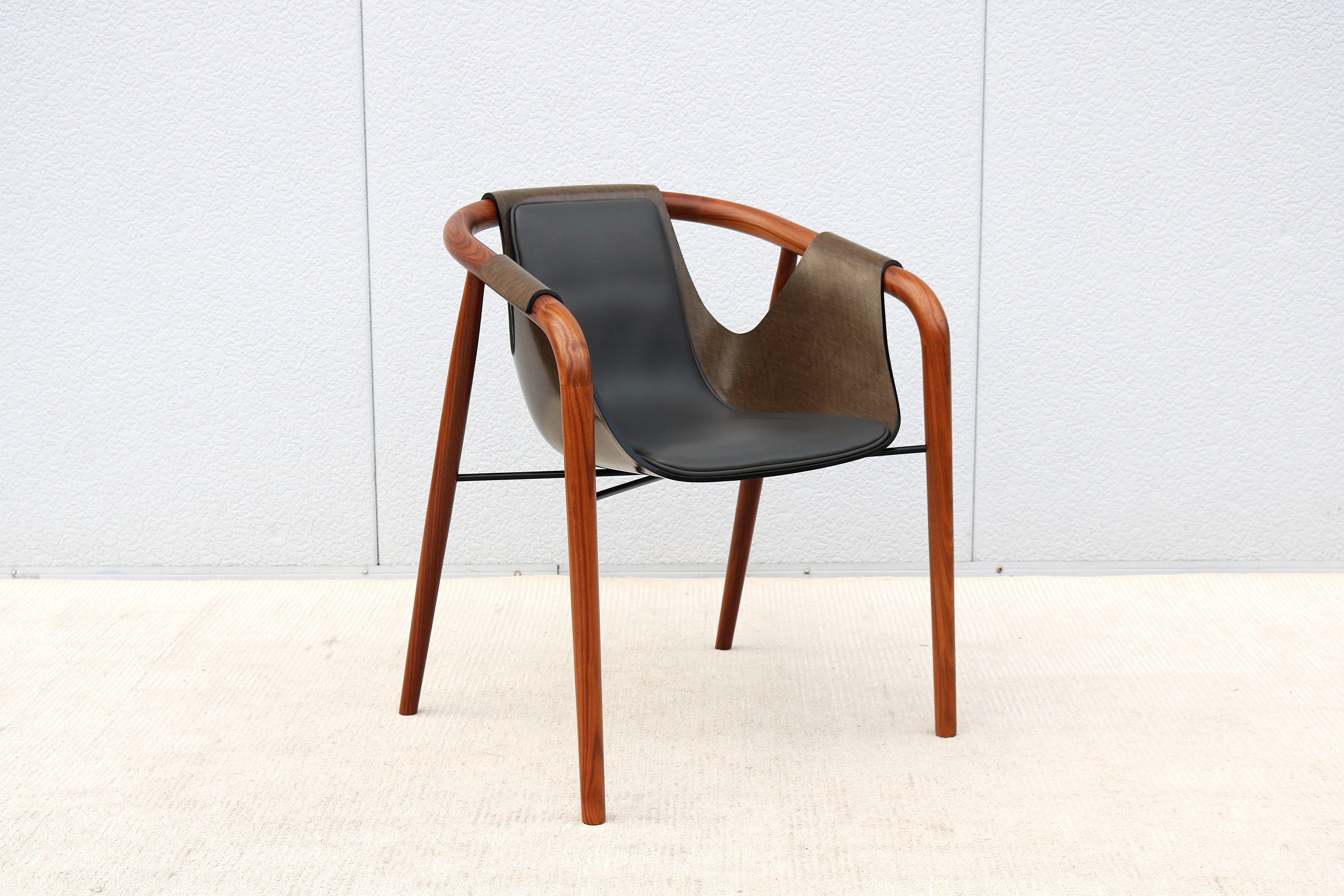Contemporary Italian Modernist Jean Philippe Nuel for Saintluc & Amura Hamac Leather Armchair For Sale