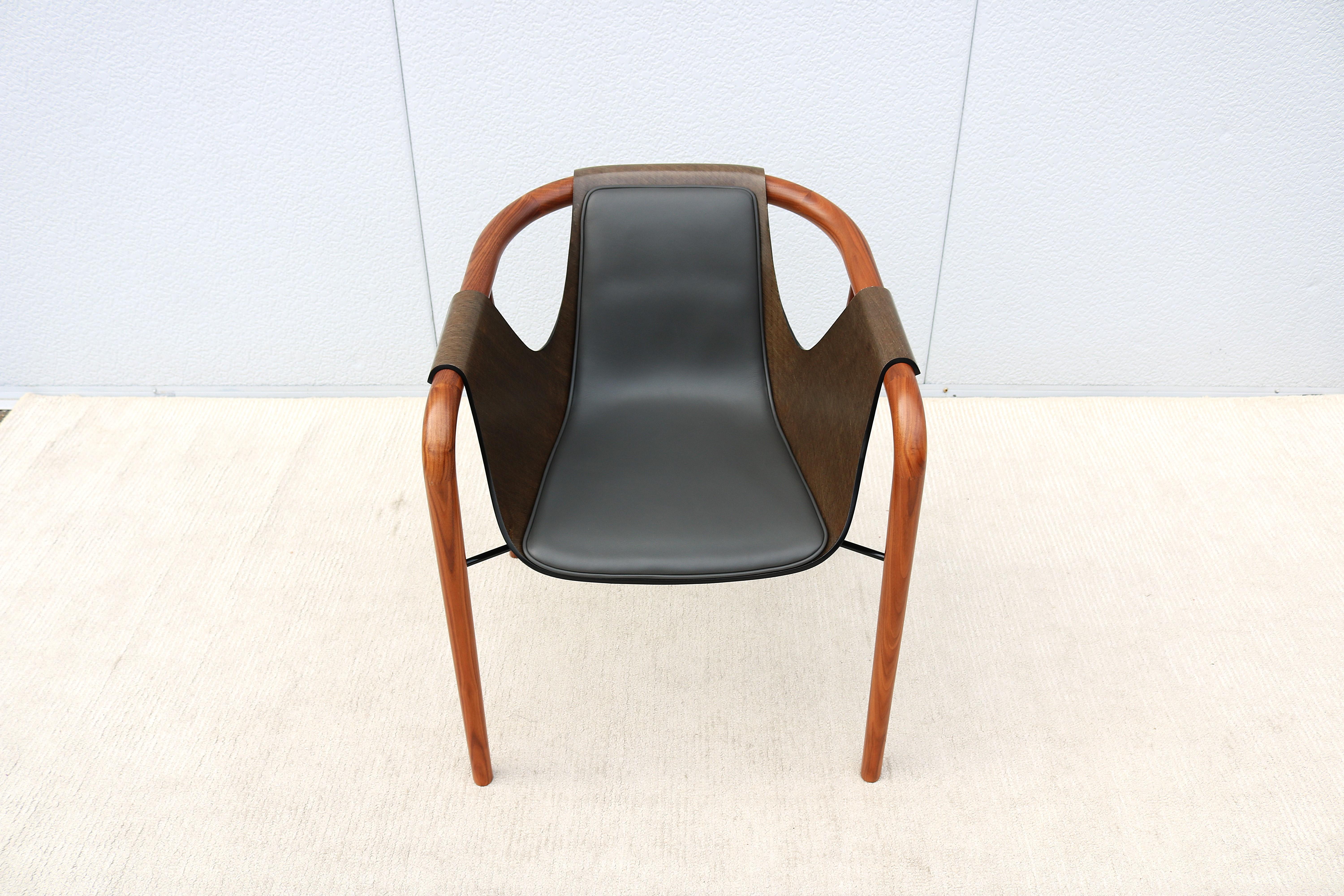 Metal Italian Modernist Jean Philippe Nuel for Saintluc & Amura Hamac Leather Armchair For Sale