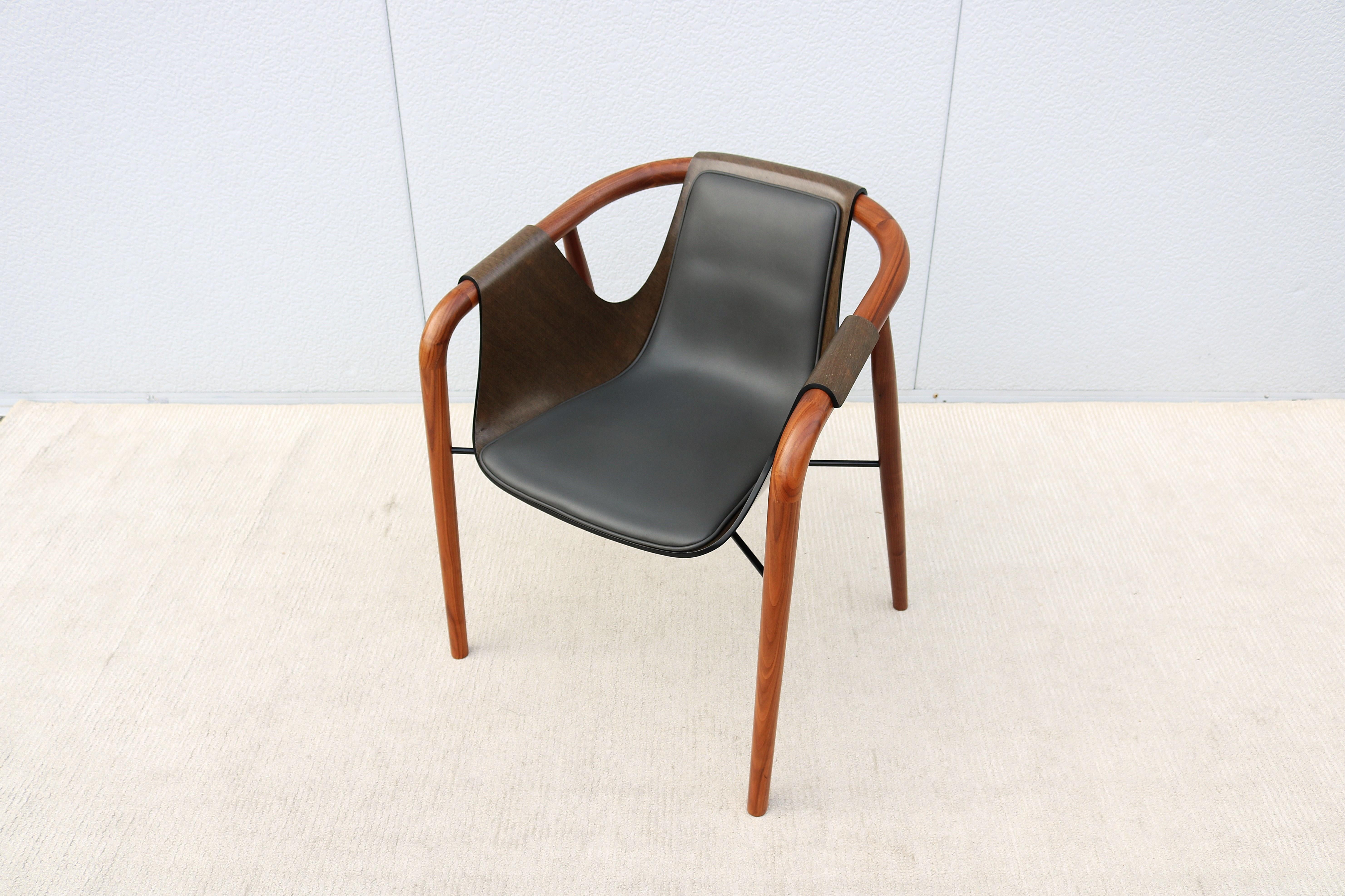 Italian Modernist Jean Philippe Nuel for Saintluc & Amura Hamac Leather Armchair For Sale 2