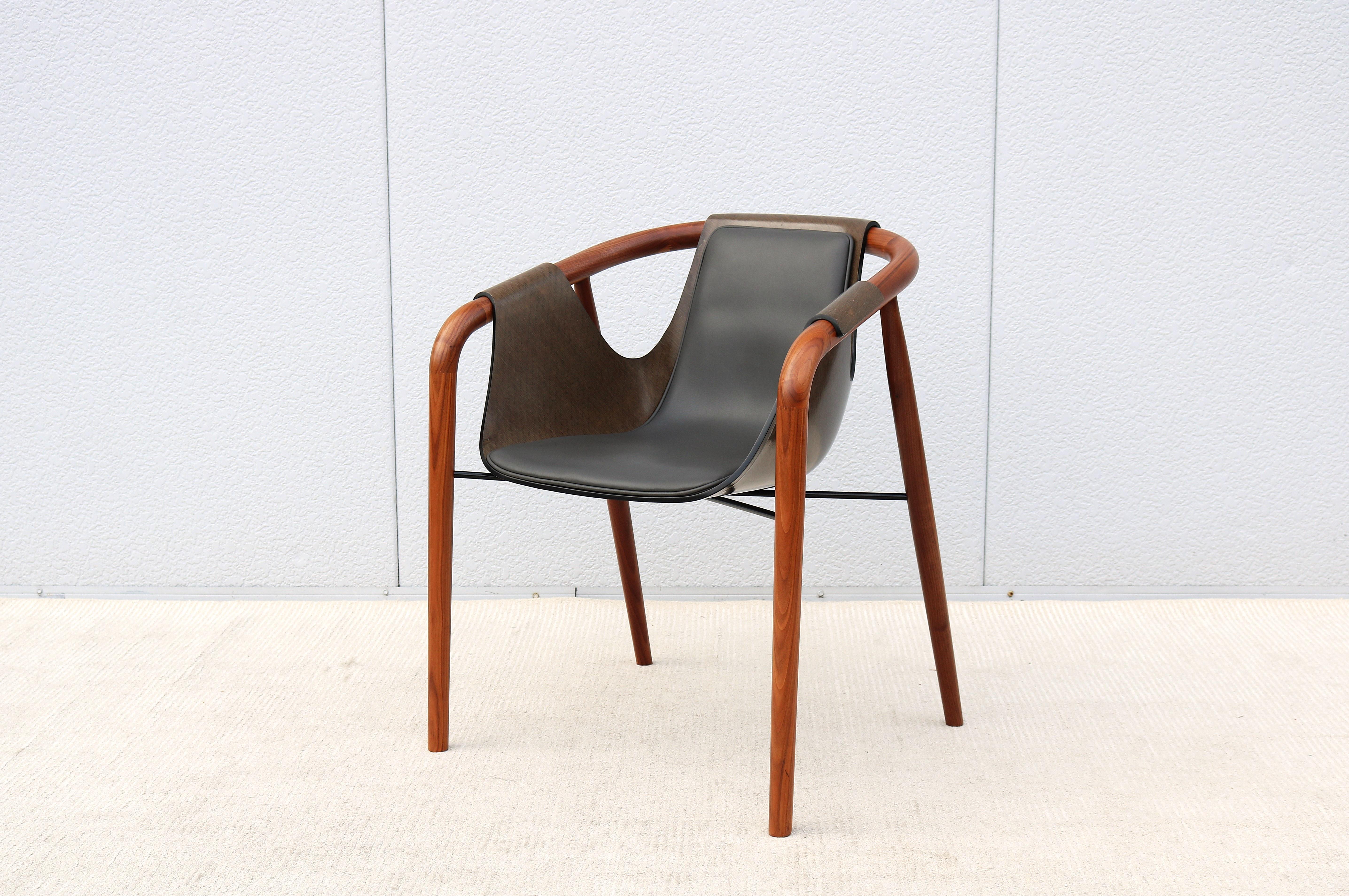 Italian Modernist Jean Philippe Nuel for Saintluc & Amura Hamac Leather Armchair For Sale 3