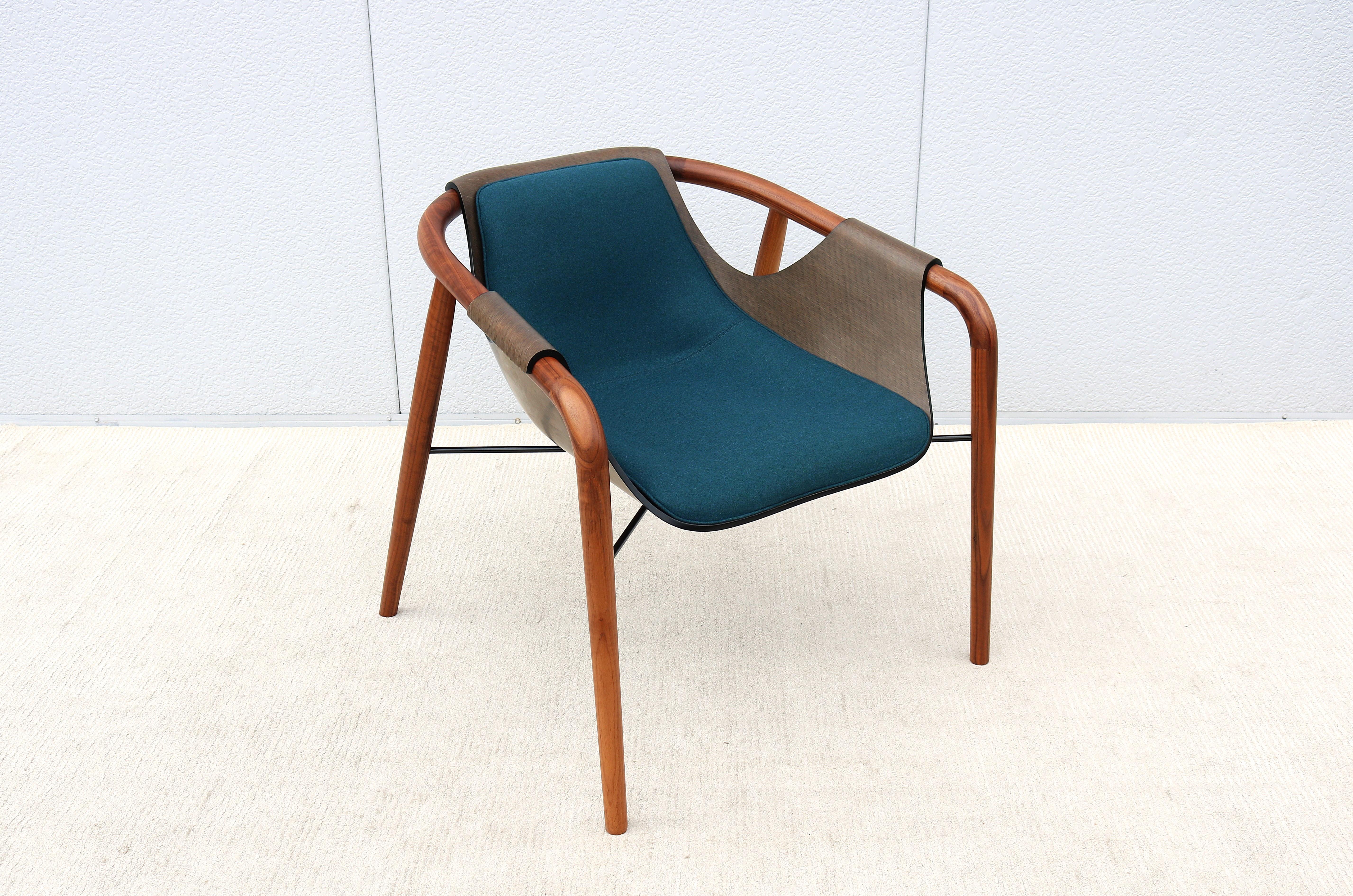 Hand-Carved Italian Modernist Jean Philippe Nuel for Saintluc & Amura Hamac Lounge Armchair For Sale