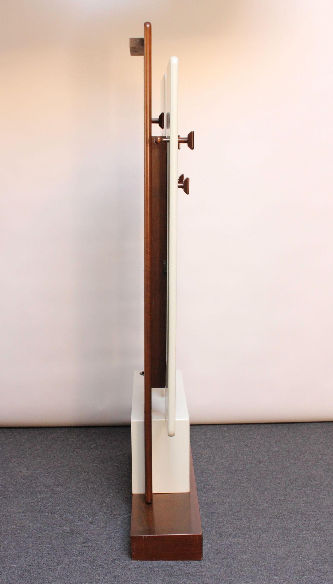 Italian Modernist Lacquered Walnut and Plastic Coat Stand by Luigi Sormani For Sale 11