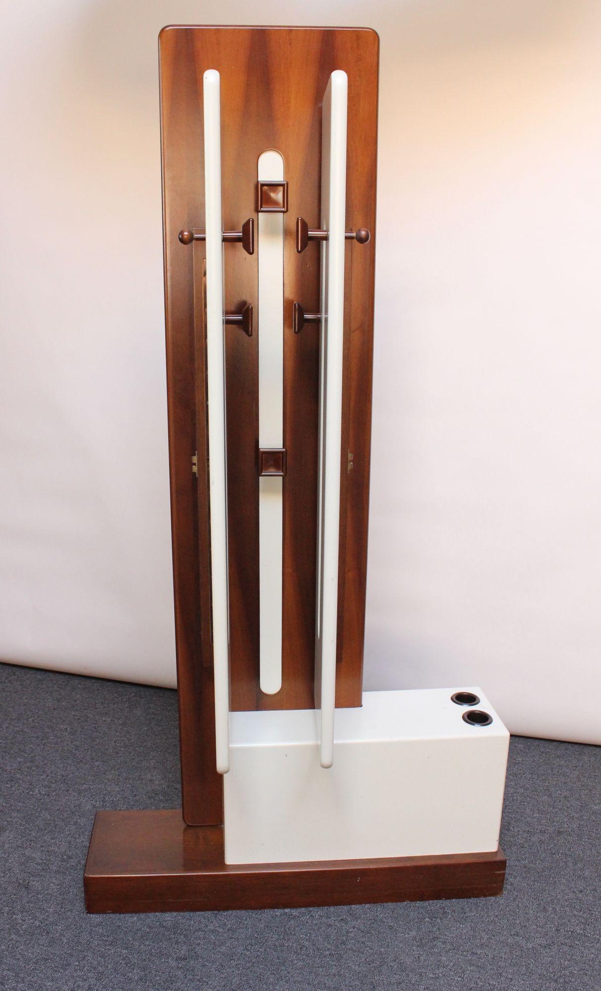 Mid-Century Modern Italian Modernist Lacquered Walnut and Plastic Coat Stand by Luigi Sormani For Sale