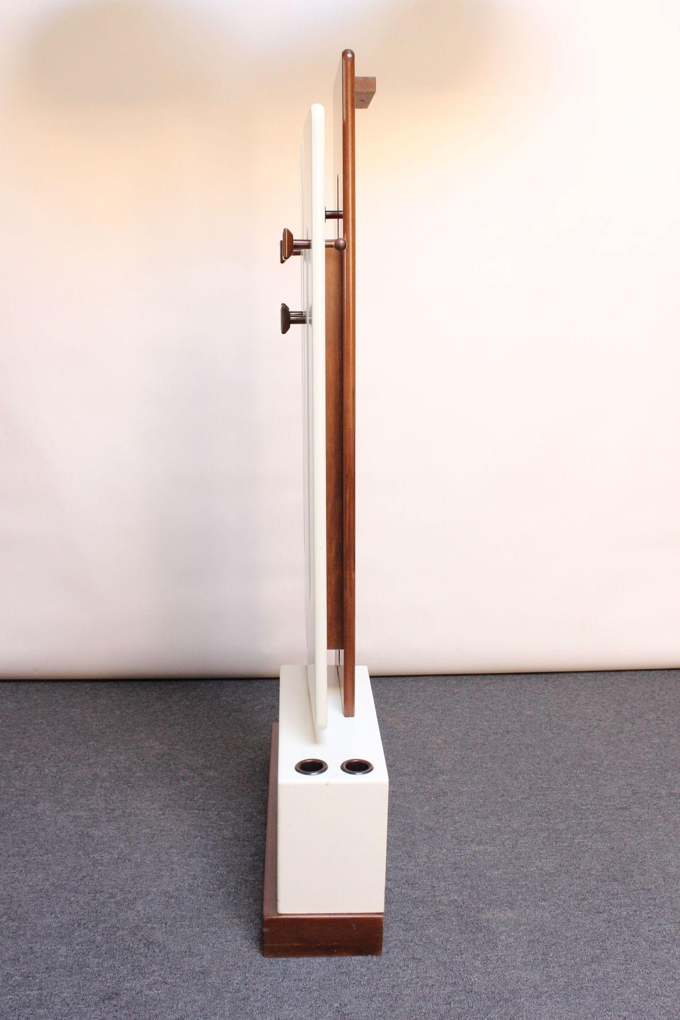 Italian Modernist Lacquered Walnut and Plastic Coat Stand by Luigi Sormani For Sale 2