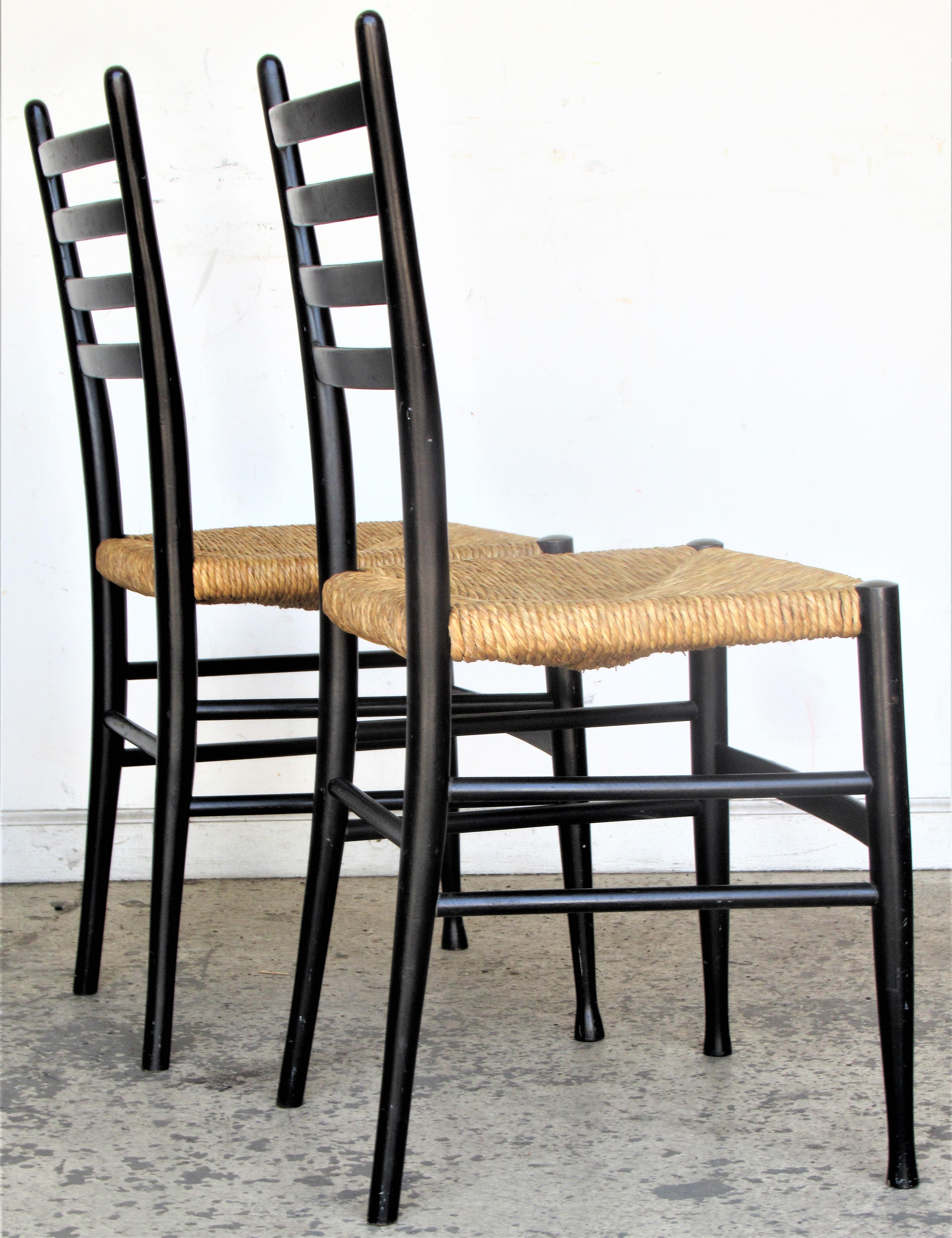 Italian Ladder Back Chairs in the Style of Gio Ponti For Sale 3
