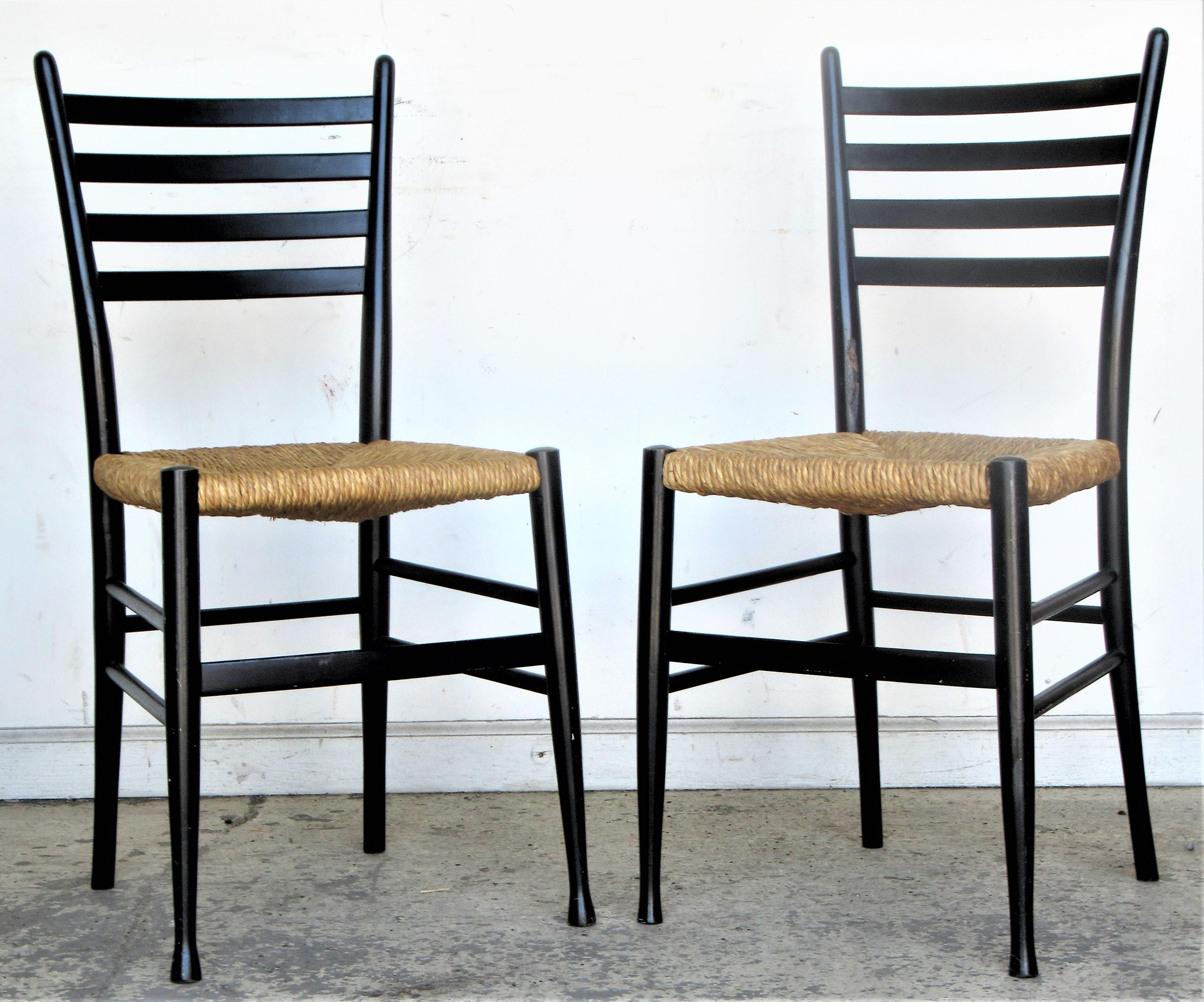 Italian Ladder Back Chairs in the Style of Gio Ponti For Sale 7