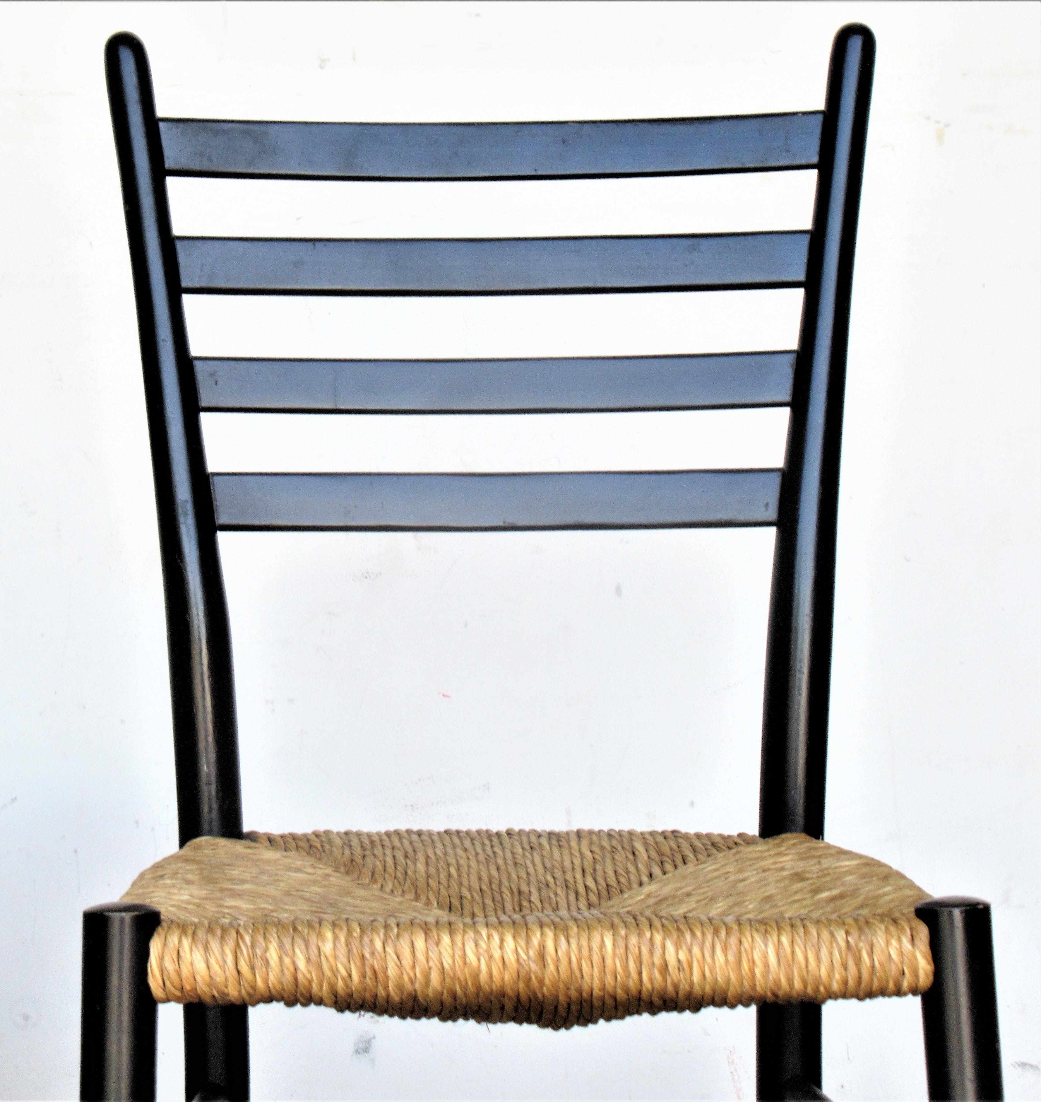 Italian Ladder Back Chairs in the Style of Gio Ponti In Good Condition For Sale In Rochester, NY